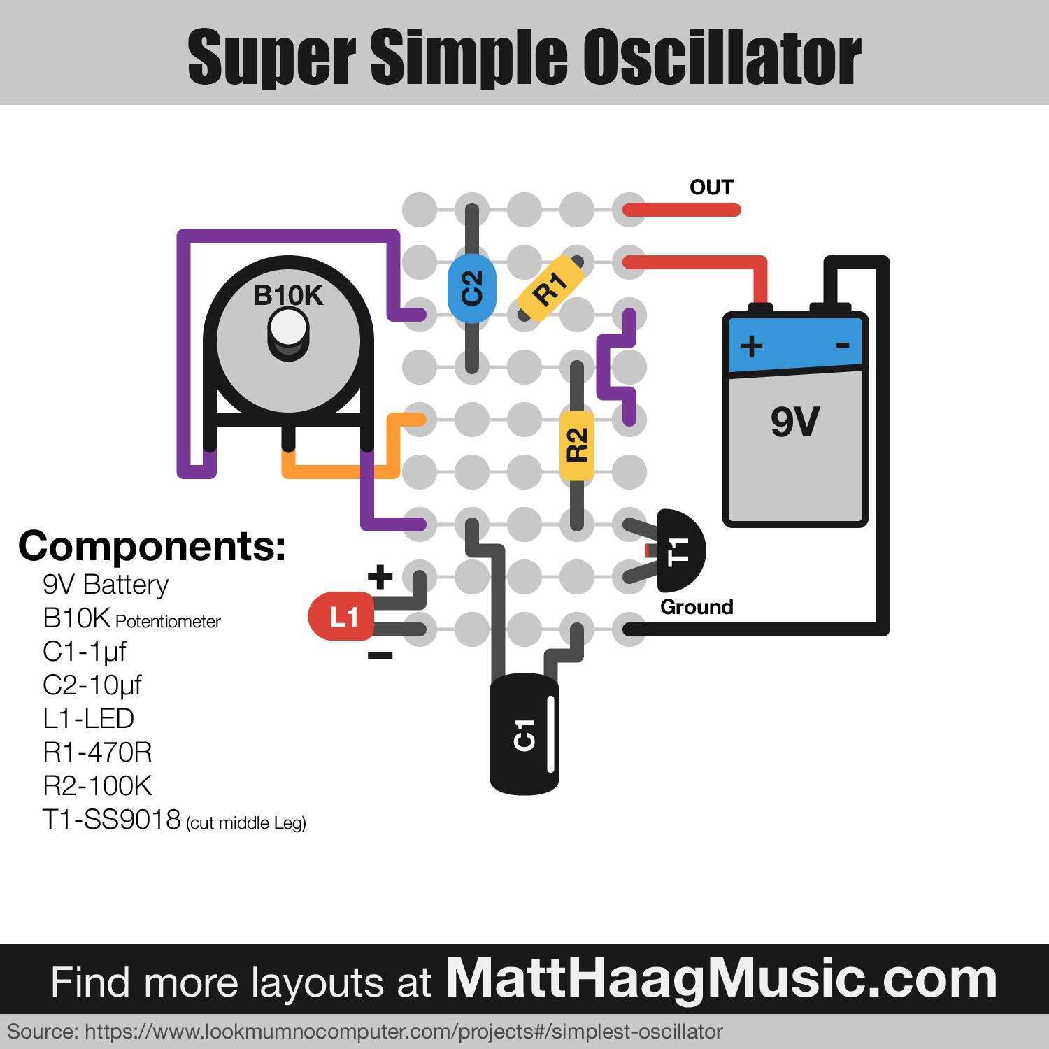 Due to all the feedback, here’s a 9 volt oscillator with a cleaner