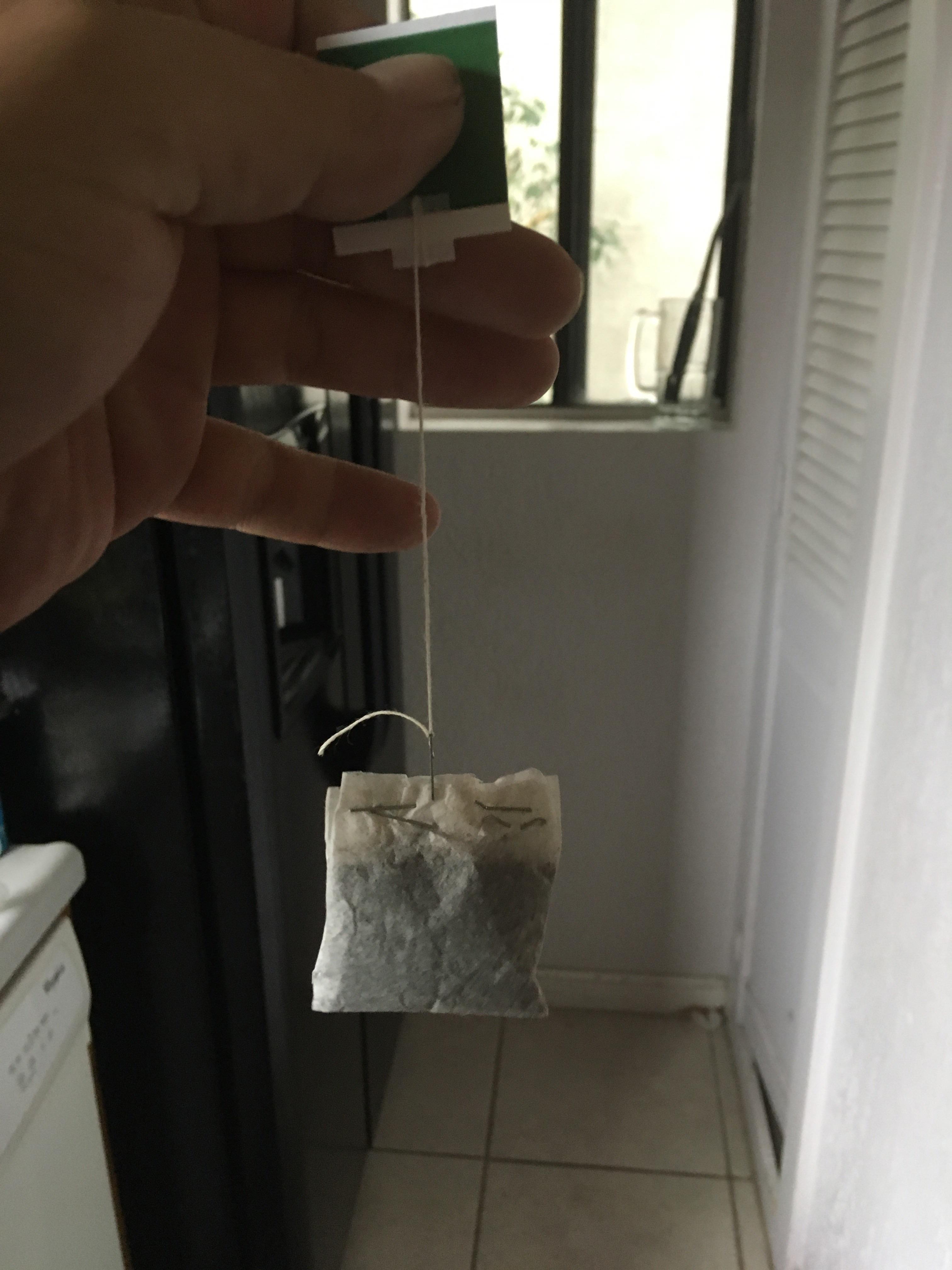 Ran out of coffee filters. Opened a tea pouch, emptied the tea, added