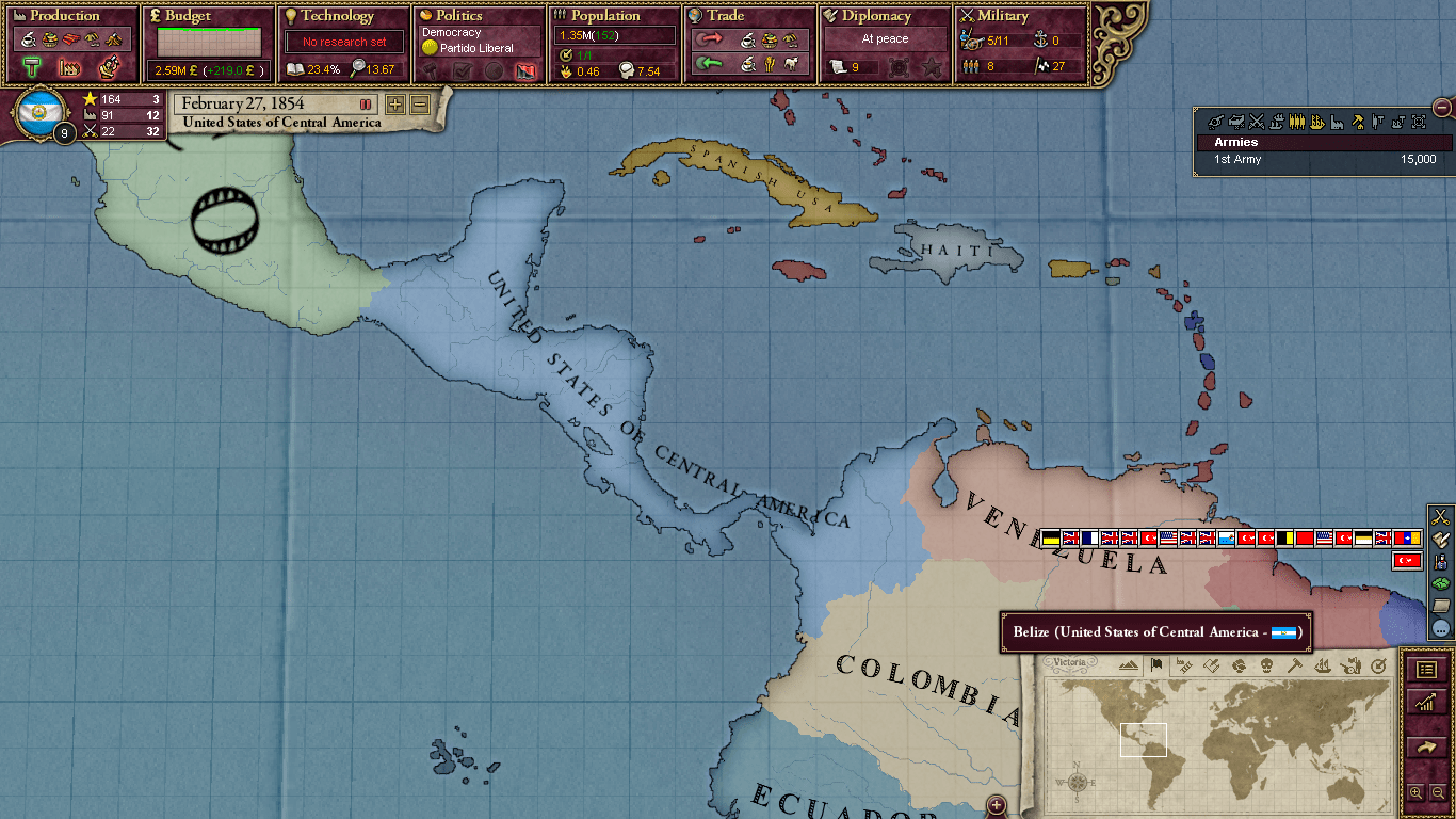 Central America Map and Satellite Image