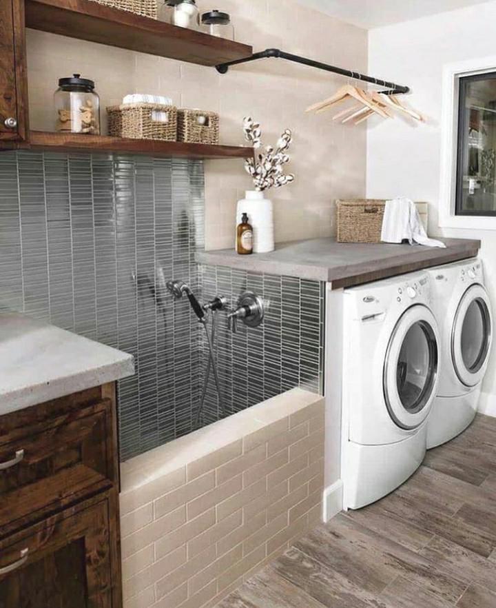 Laundry room with dog washing station r/Home