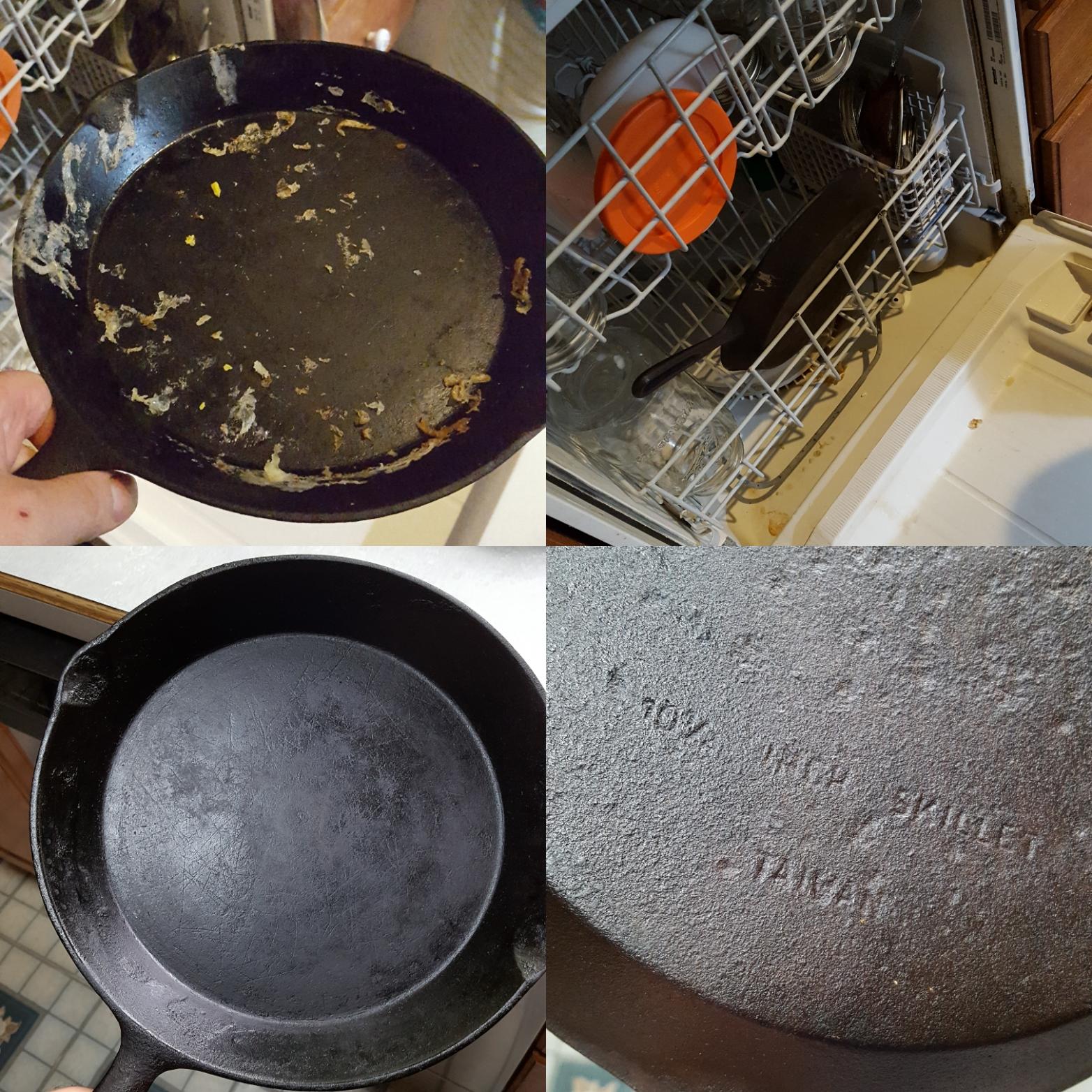 My mother in law ALWAYS puts her iron in the dishwasher, no seasoning