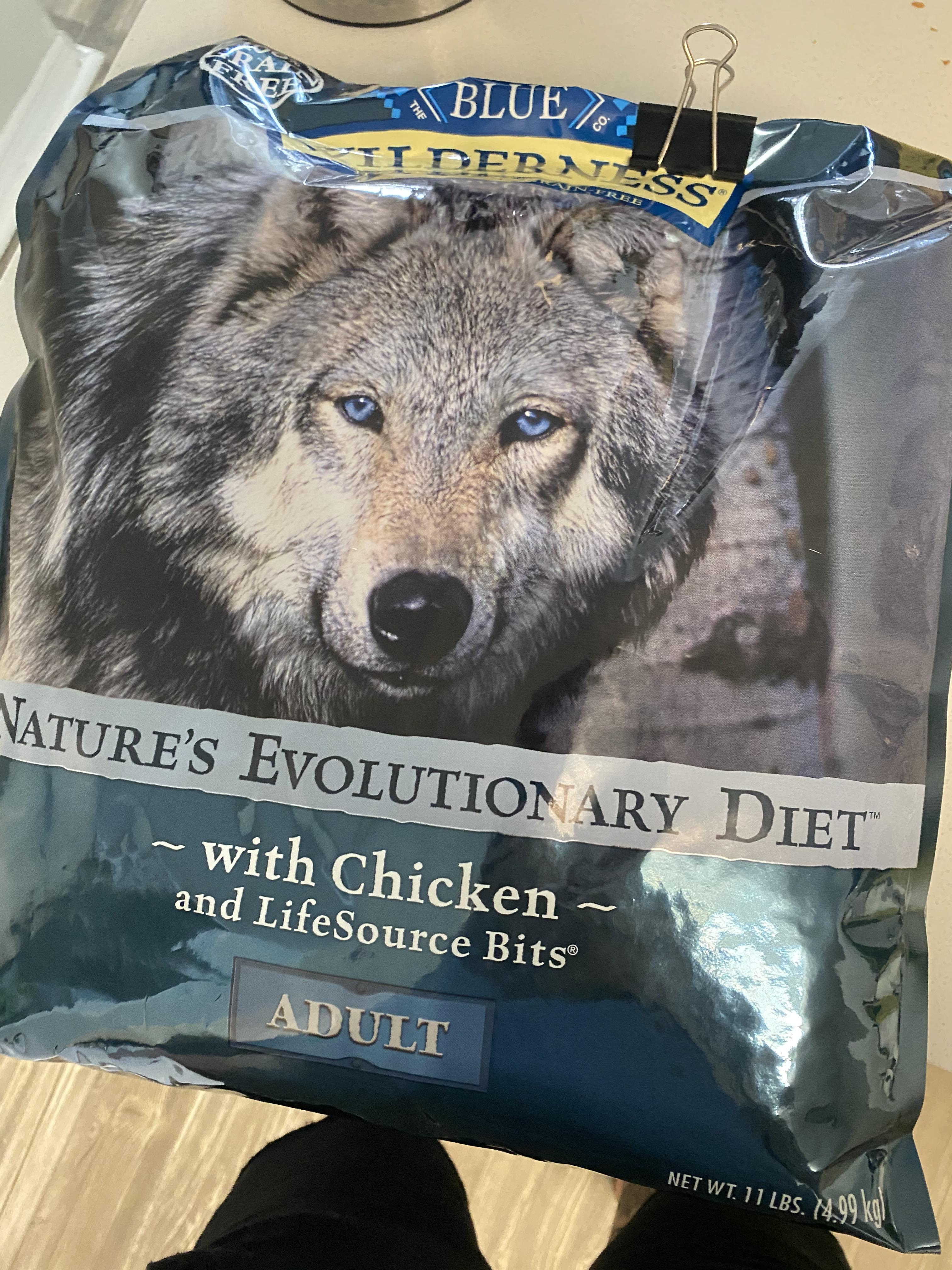 Free mostly full 11lb bag of grain free blue wilderness