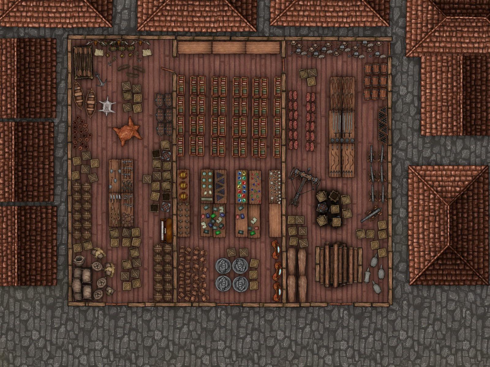 A warehouse map I made for my game. I tried adding as many