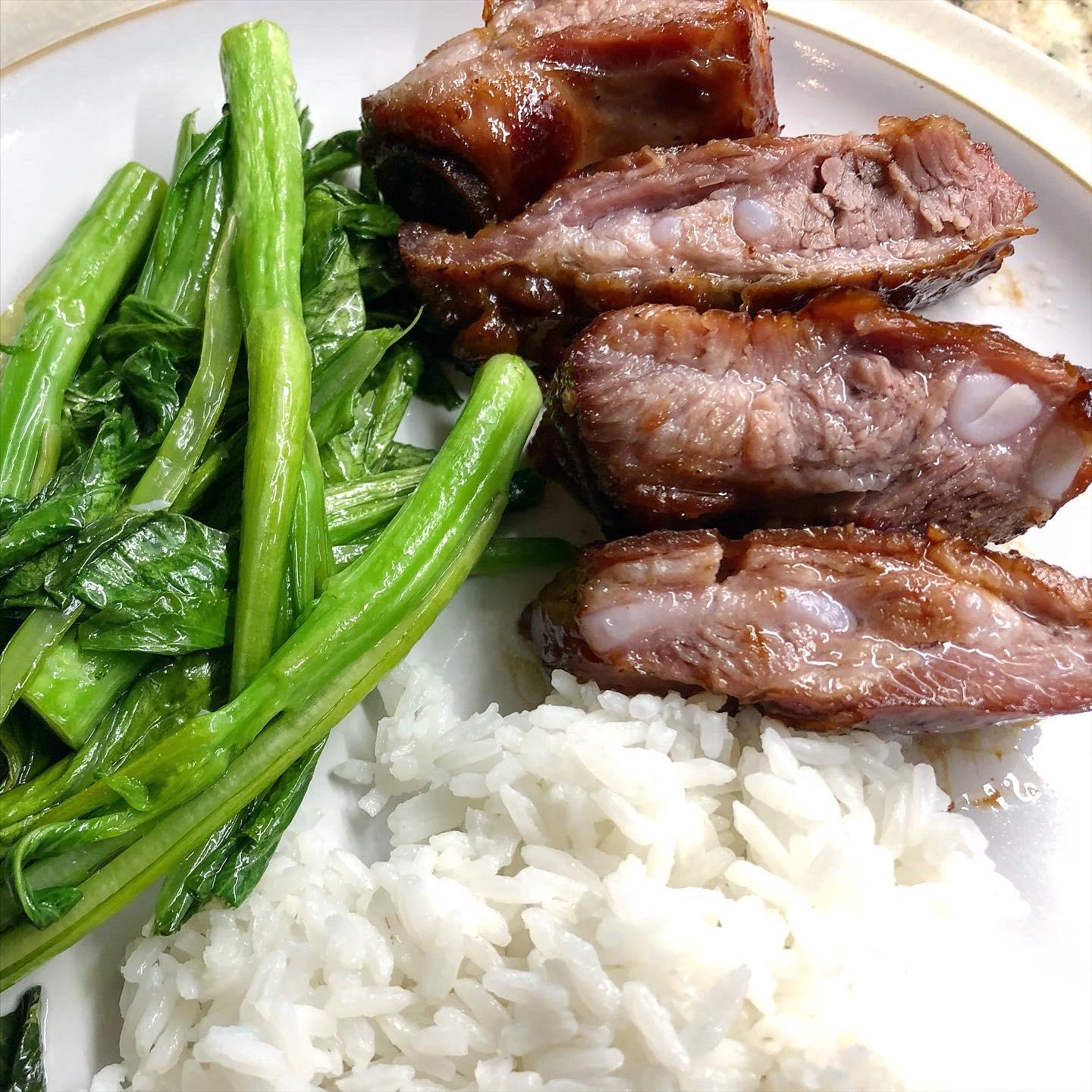 tried a new take on baked pork side ribs. marinaded two racks overnight