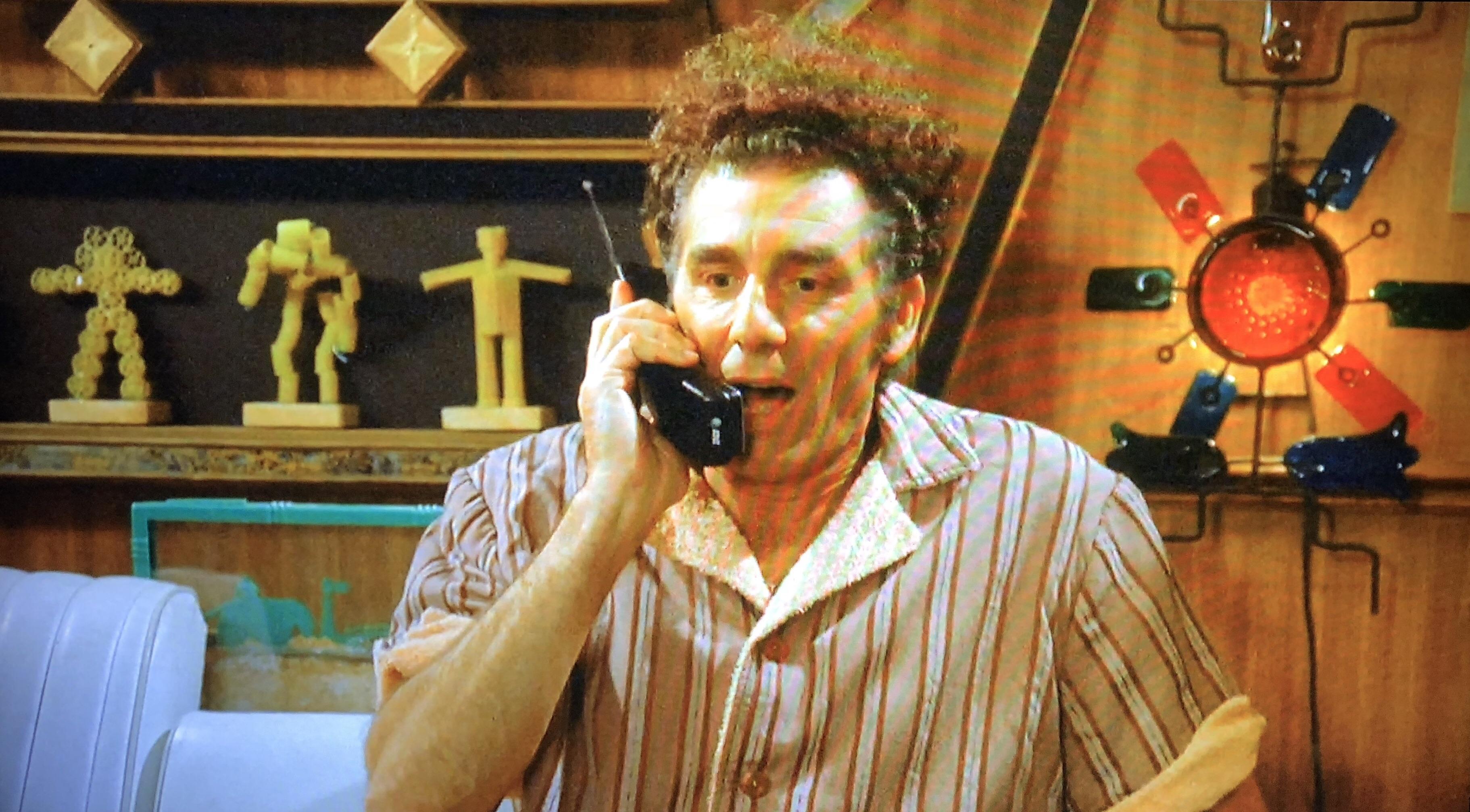 In Seinfeld, Season 7 Ep. 8 Pool Boy, you can see the pasta art behind Kramer from Season 6, Ep