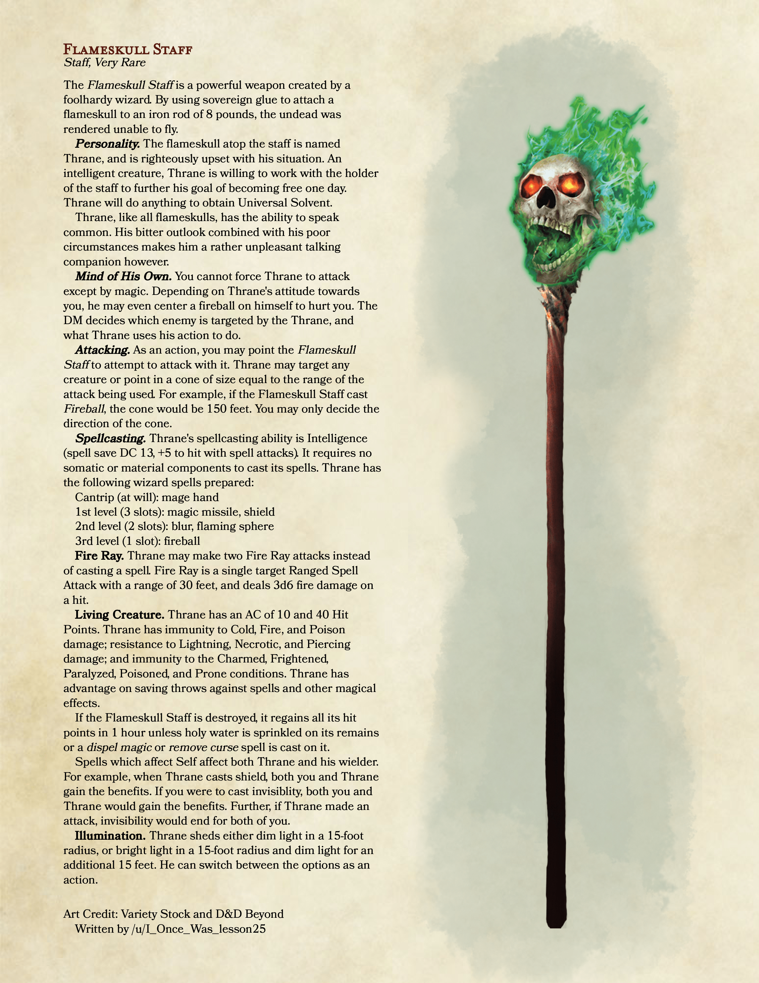 Flameskull Staff A wizard glued to a stick r/UnearthedArcana
