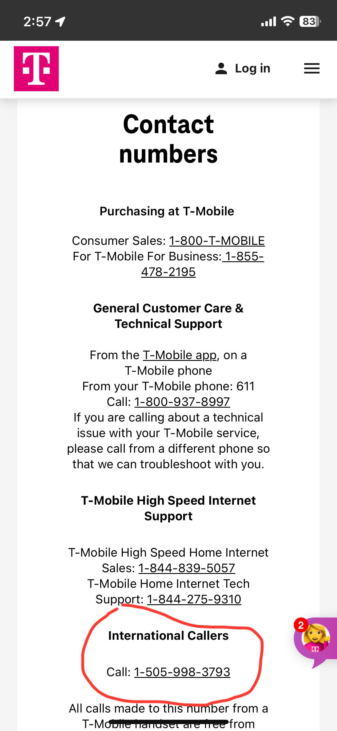International Customer Service Number “The number you have dialed is