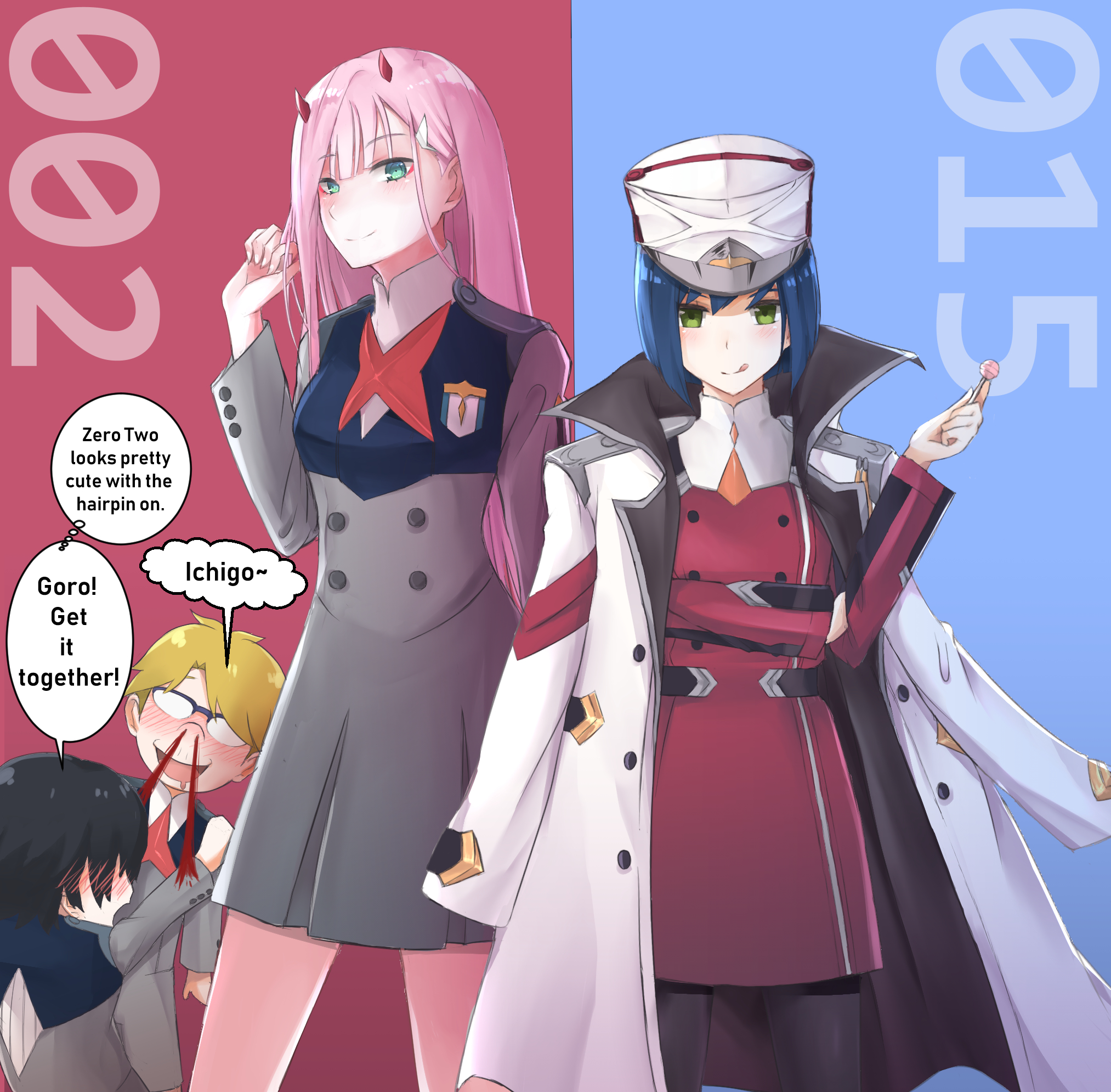 Outfit Swap (feat. Goro and Hiro) r/IchigoAndZerotwo