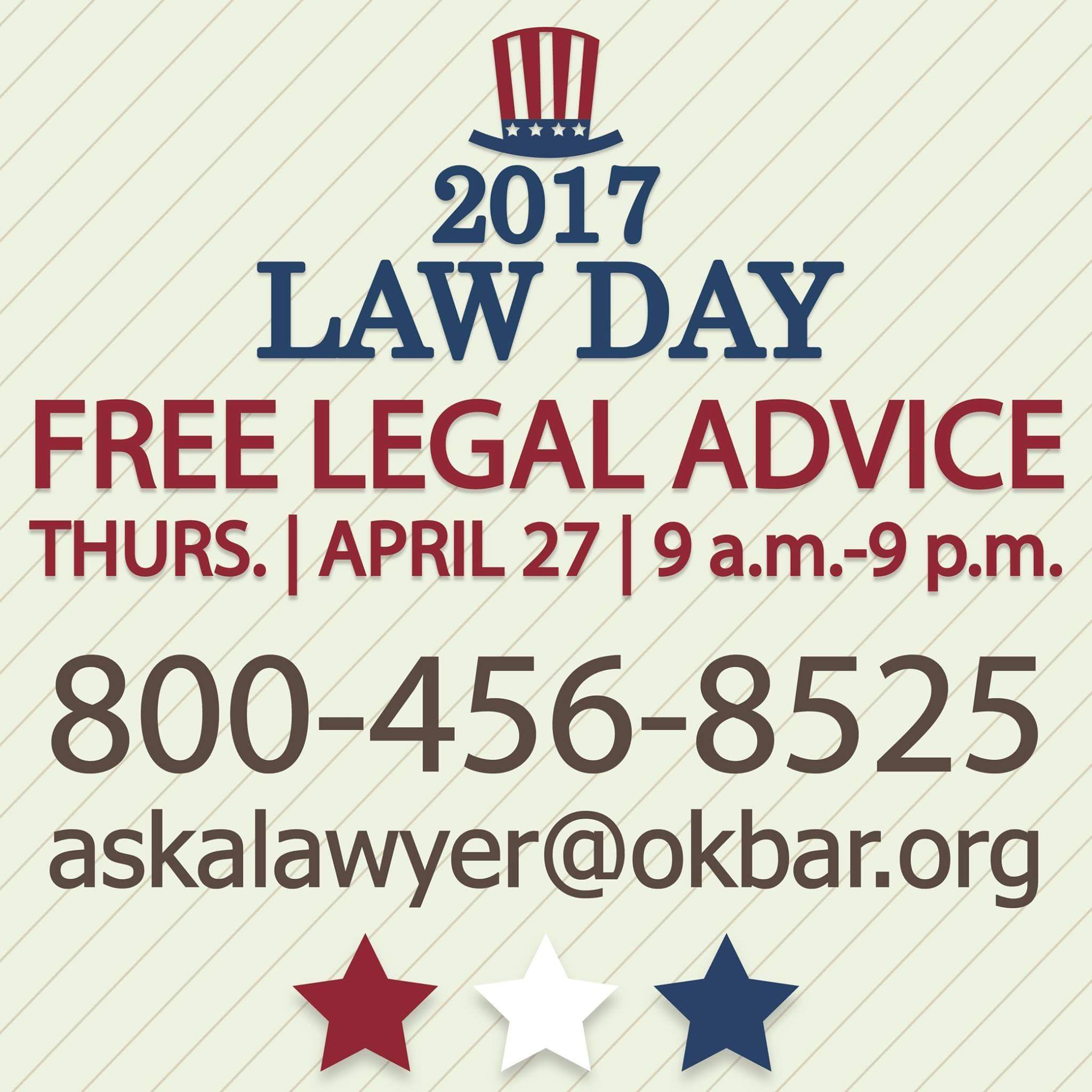 Free legal advice this Thursday from the Oklahoma Bar Association r