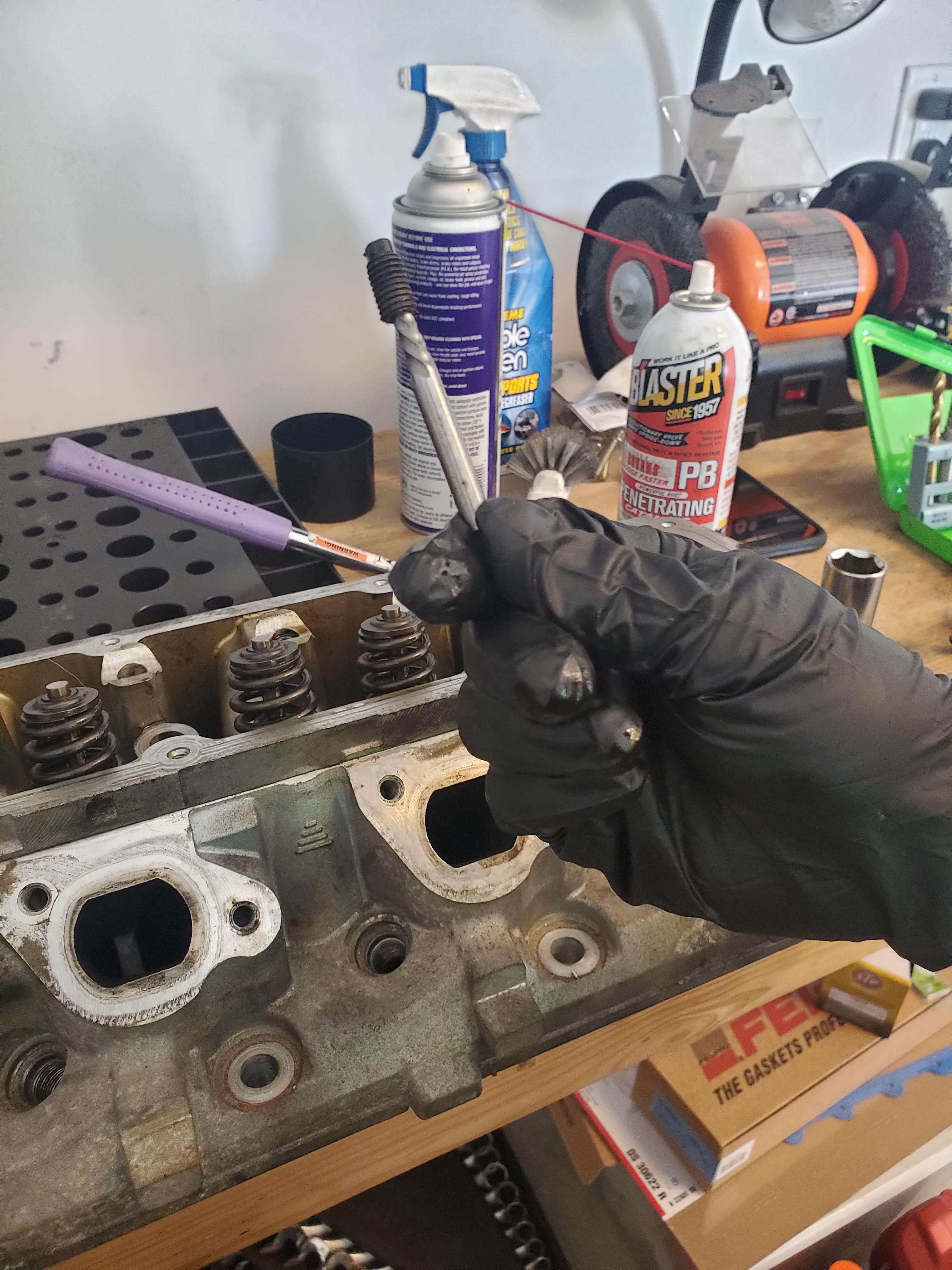 Exhaust manifold bolt successfully extracted from a head. The stuff