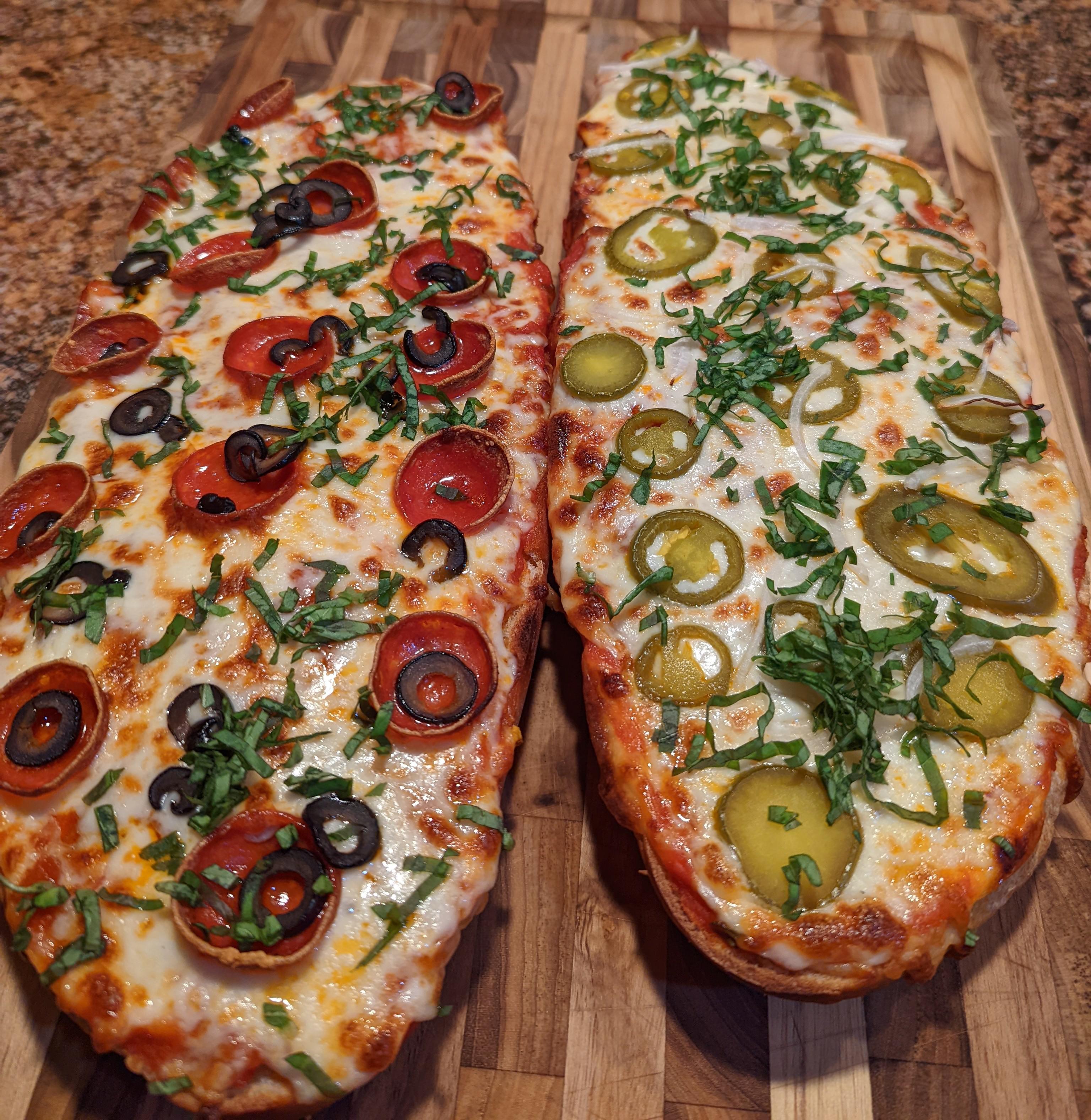 [homemade] french bread pizzas r/food