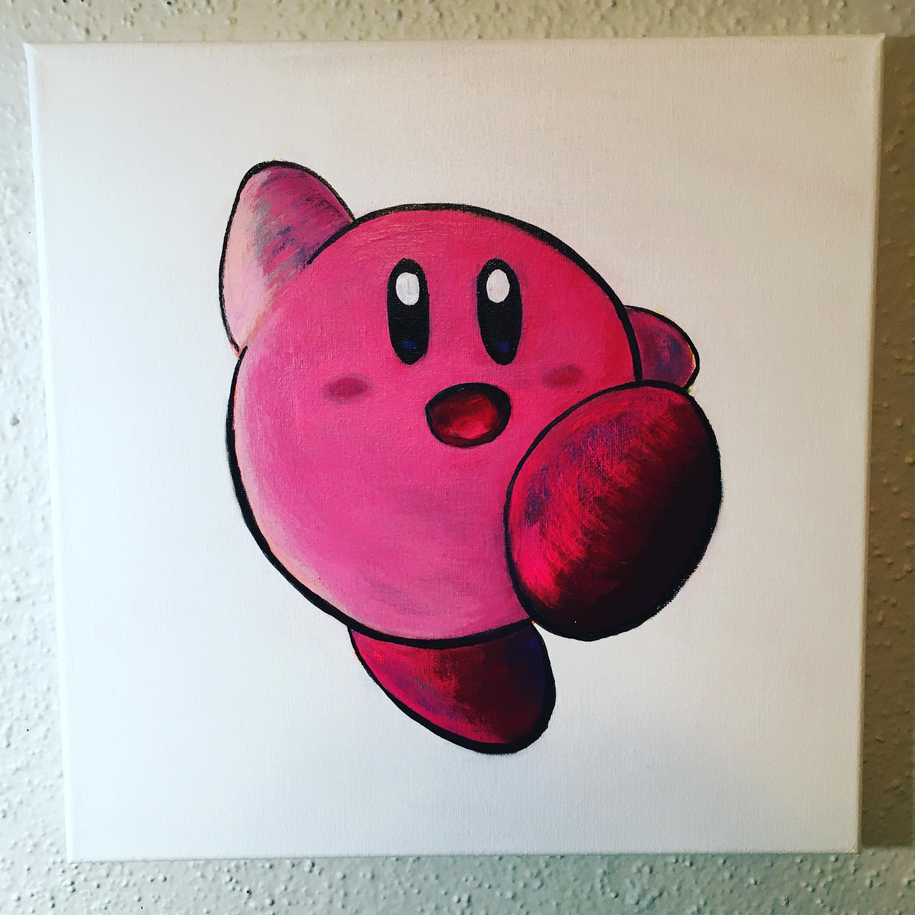 Kirby painting I made on 12x12 canvas 🥰 r/Kirby