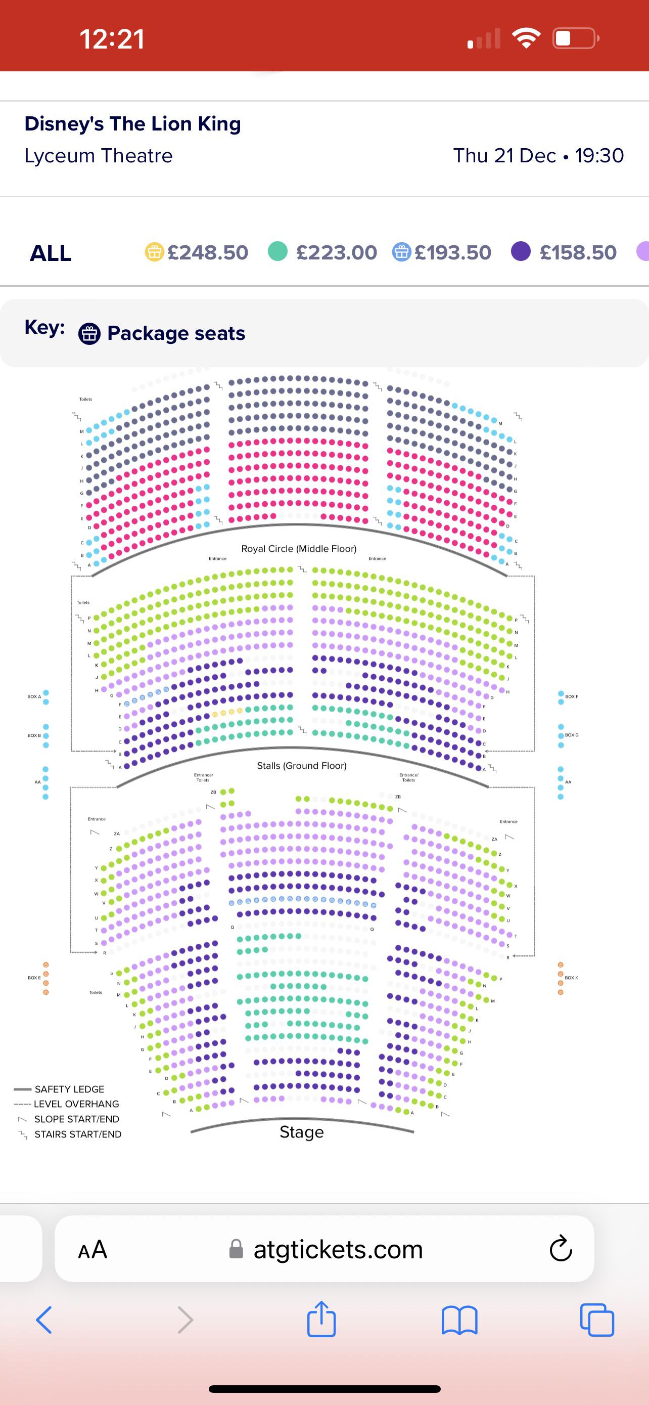 Lion king Lyceum anyone got any tips for getting the green seats