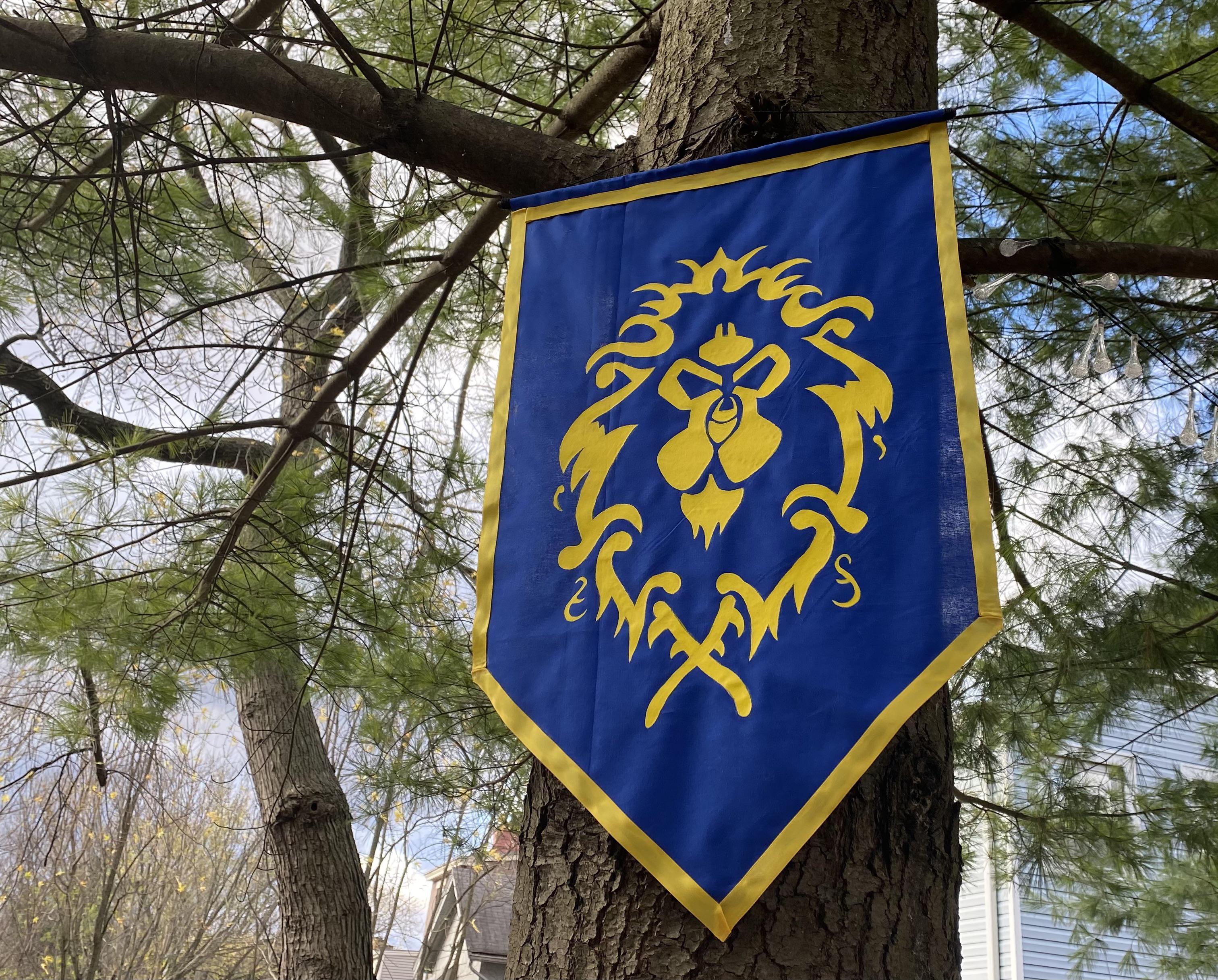 An Alliance banner order I handmade for my small gaming shop. Looking