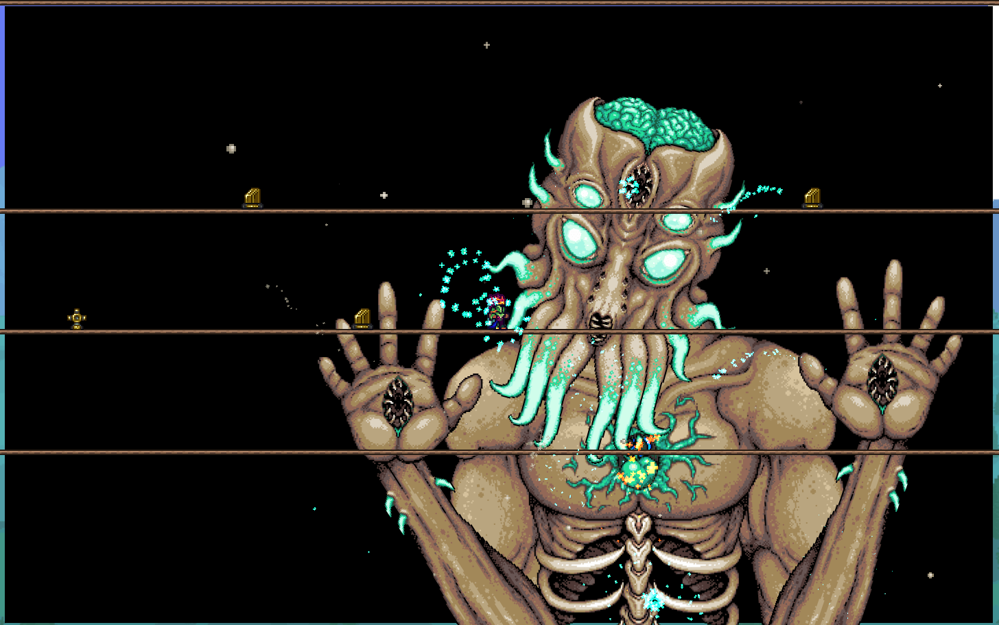 Let's a go (Moon Lord dead with my Melee Build on my first Calamity Run