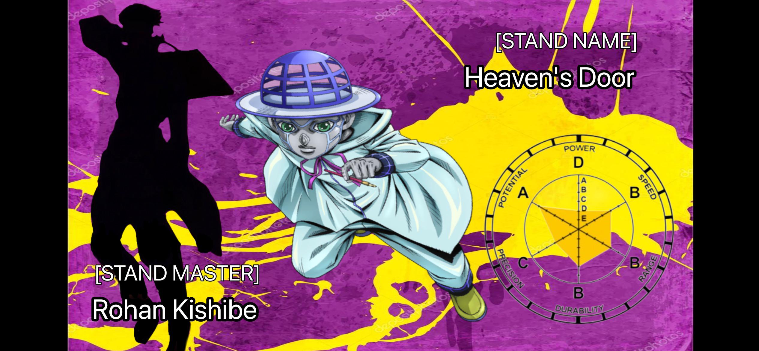 I just made this thus spoke rohan kishibe ova heavens door stats thing
