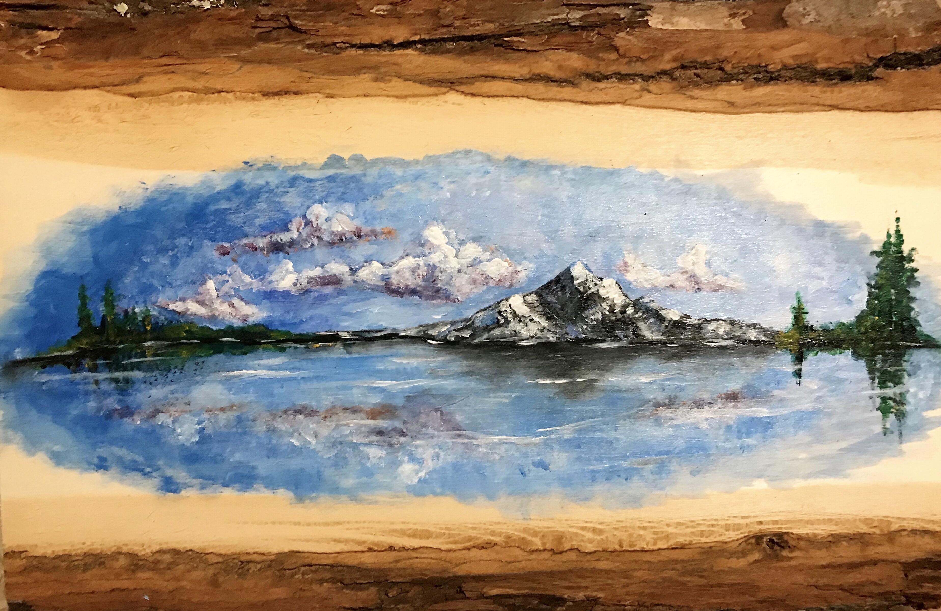 “I need time”, Acrylic paint on scrap wood, 7 x 10 Art