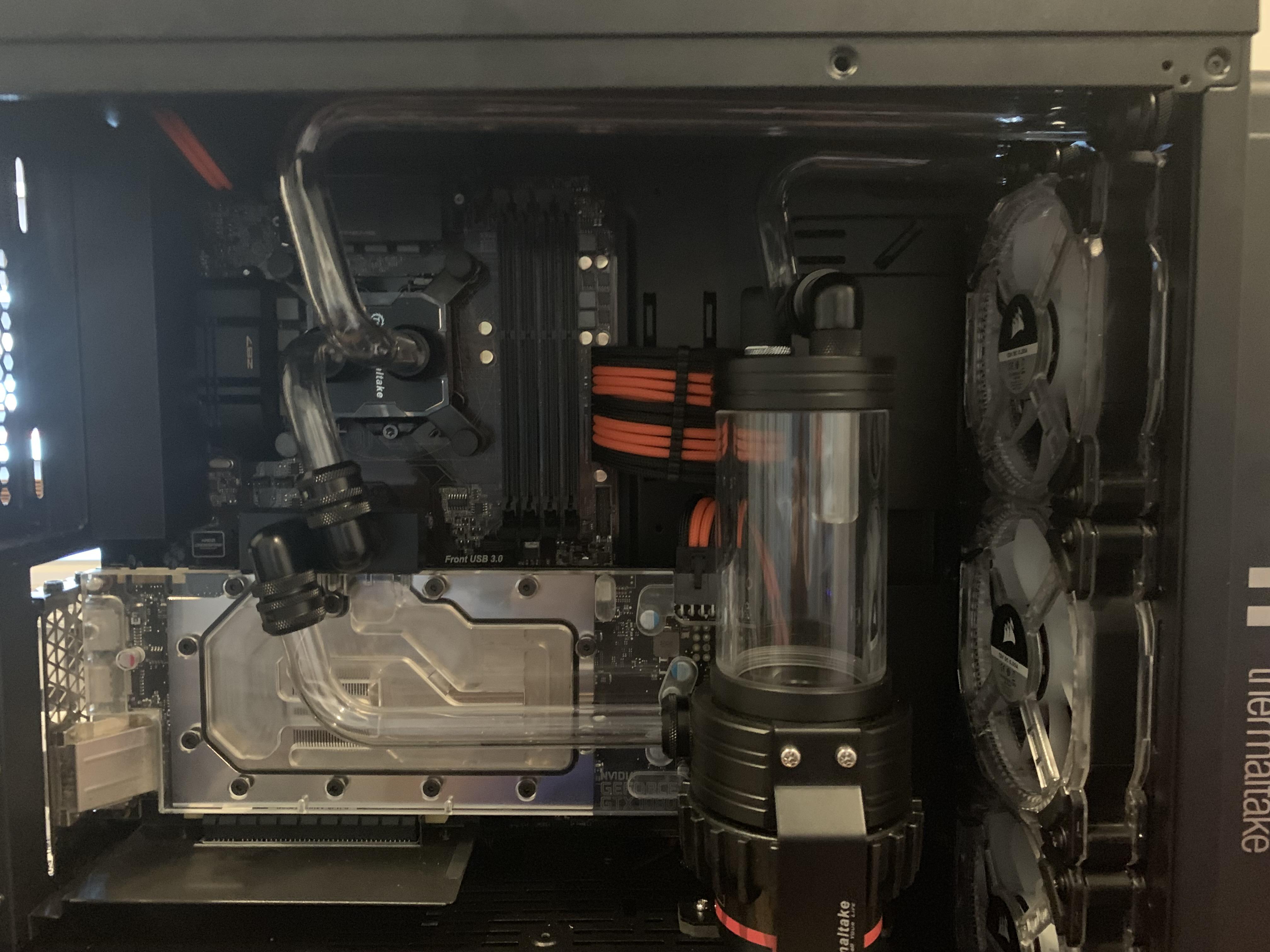 My first custom water cooling setup. Just finished bending the tubes