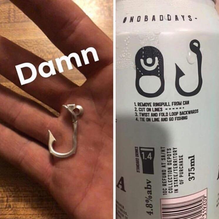 Beer can top fishing hook. r/Damnthatsinteresting