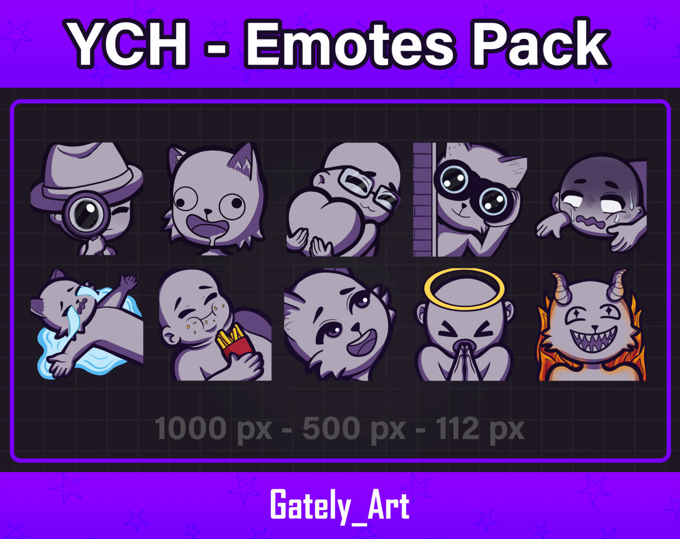 [FOR HIRE] YCH emotes for Twitch! they also work like stickers for