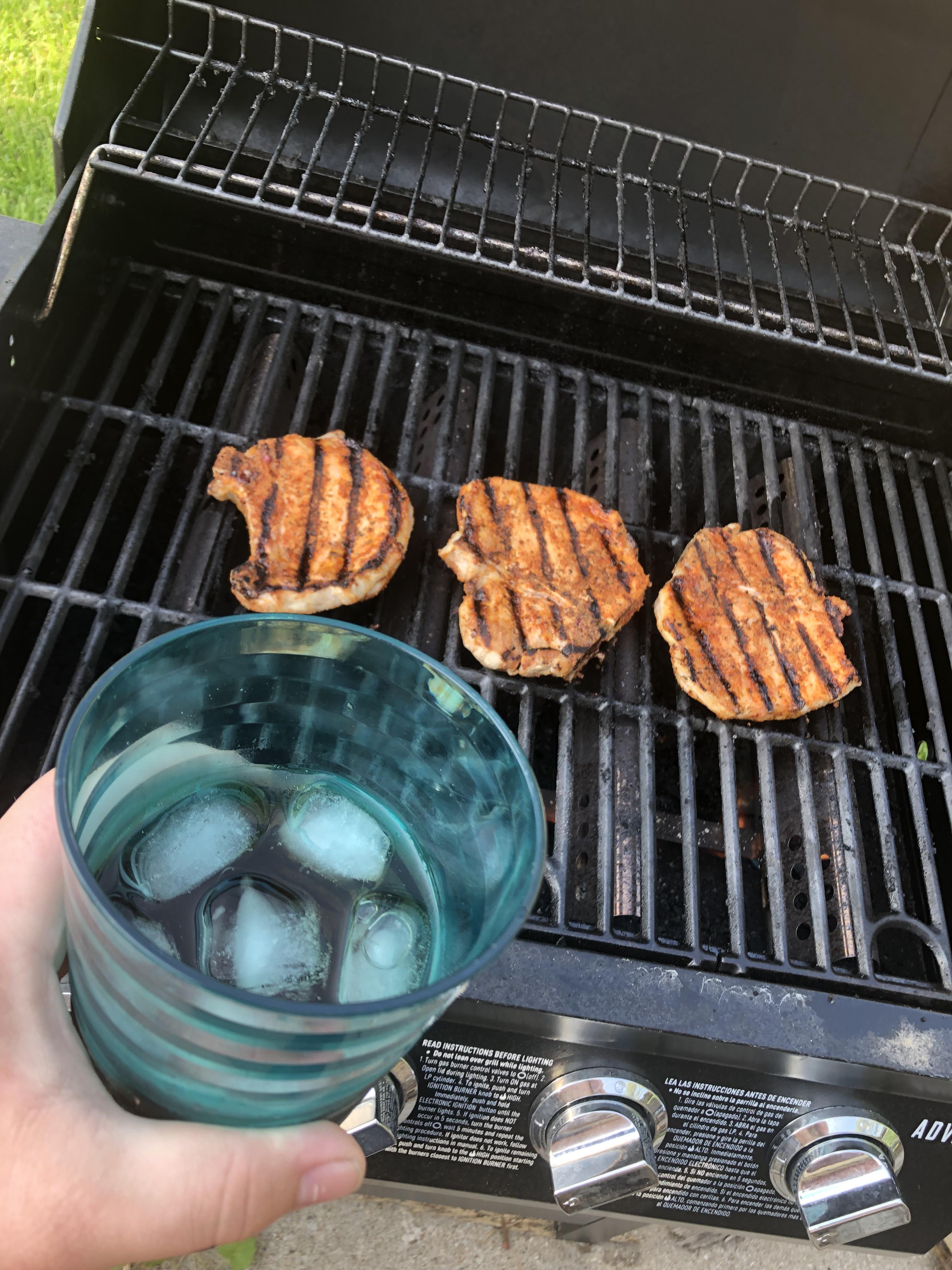 Chips on the grill, bourbon in my tea r/grilling
