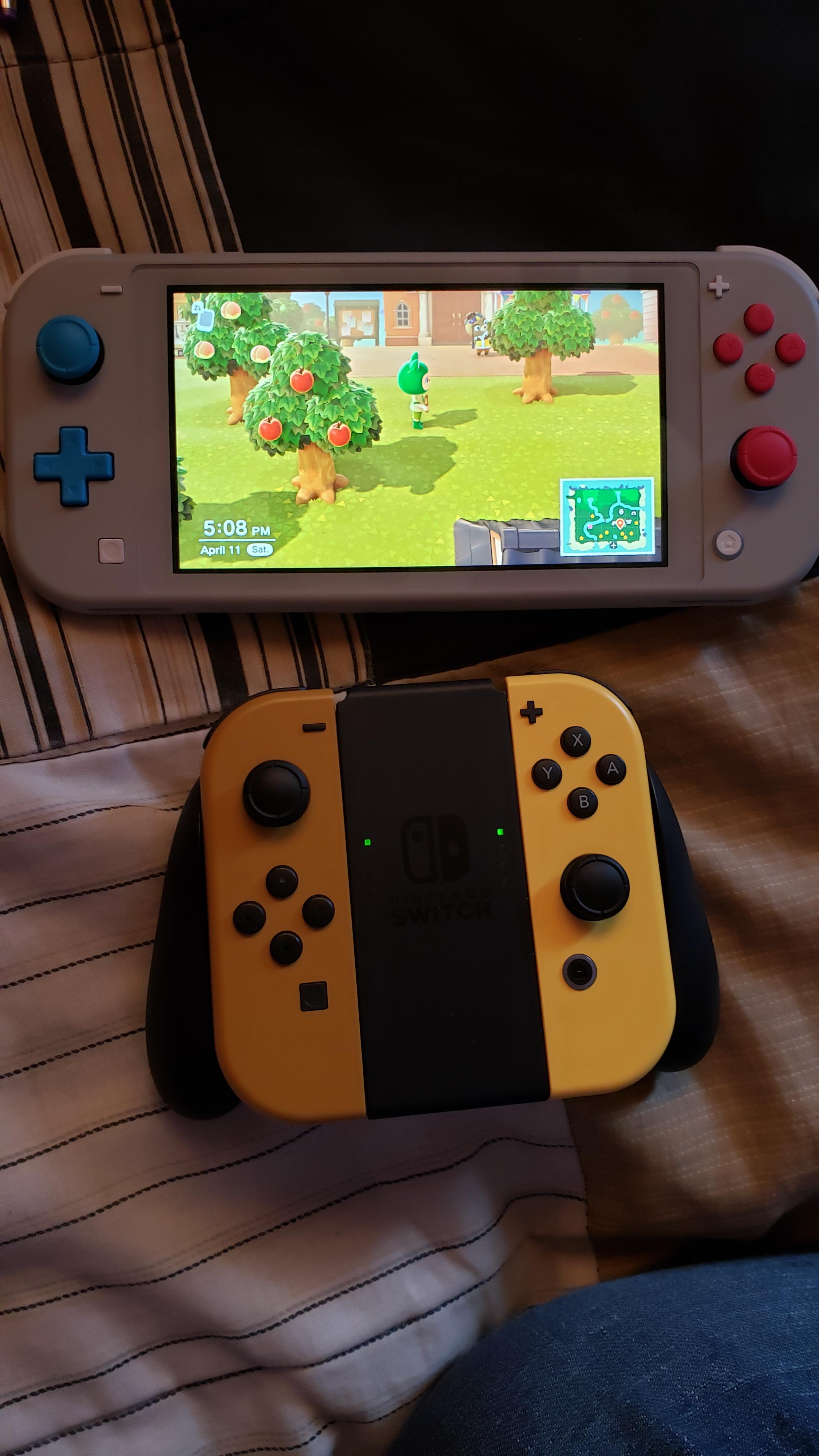 Swiped the Eevee and Pikachu joycons from my partner's switch to