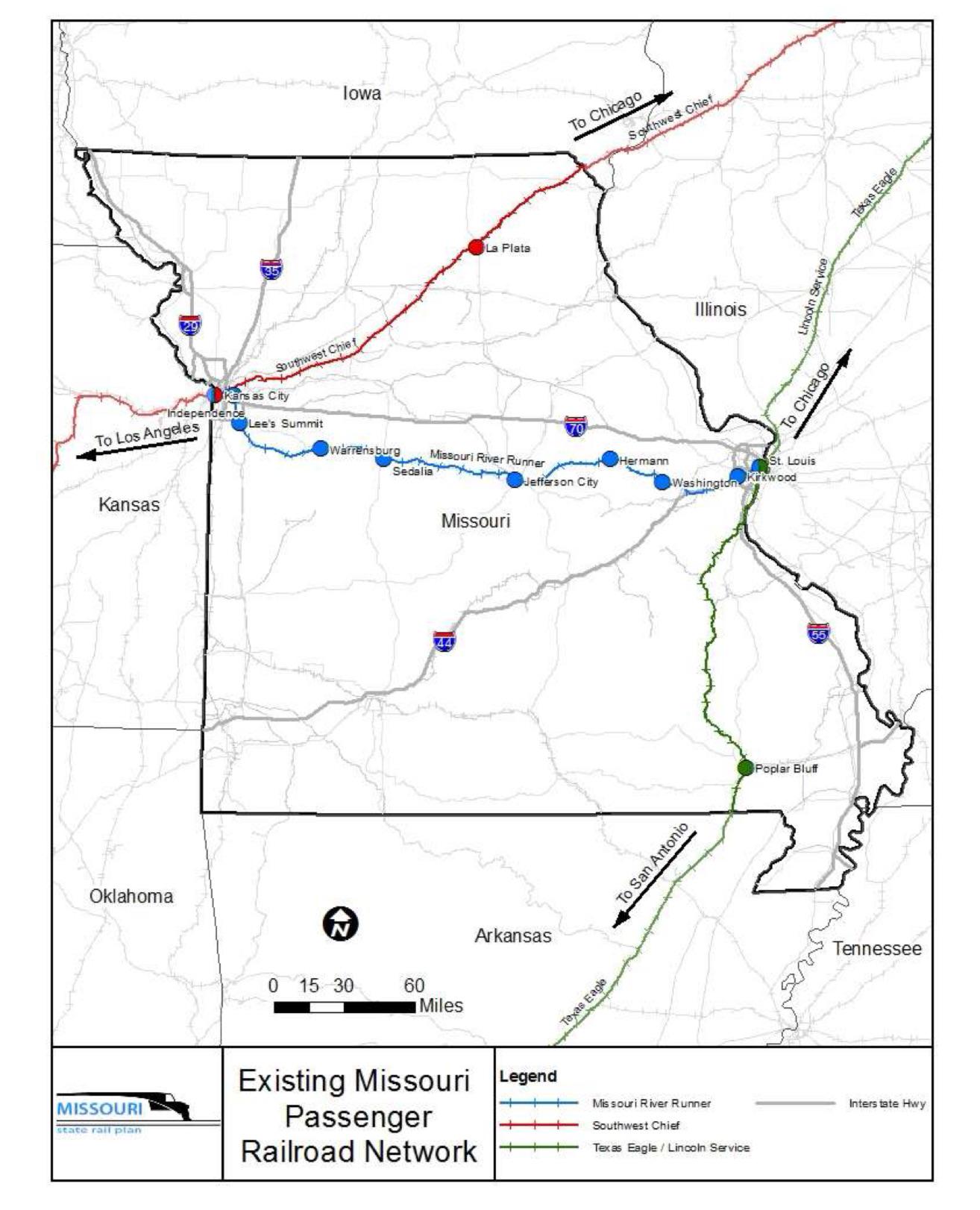 Existing Missouri Passenger Rail Network. Springfield could greatly