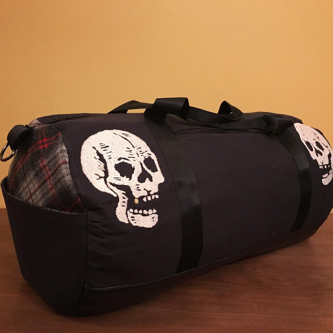 Handmade duffle bag with free motion embroidery. Most difficult thing I