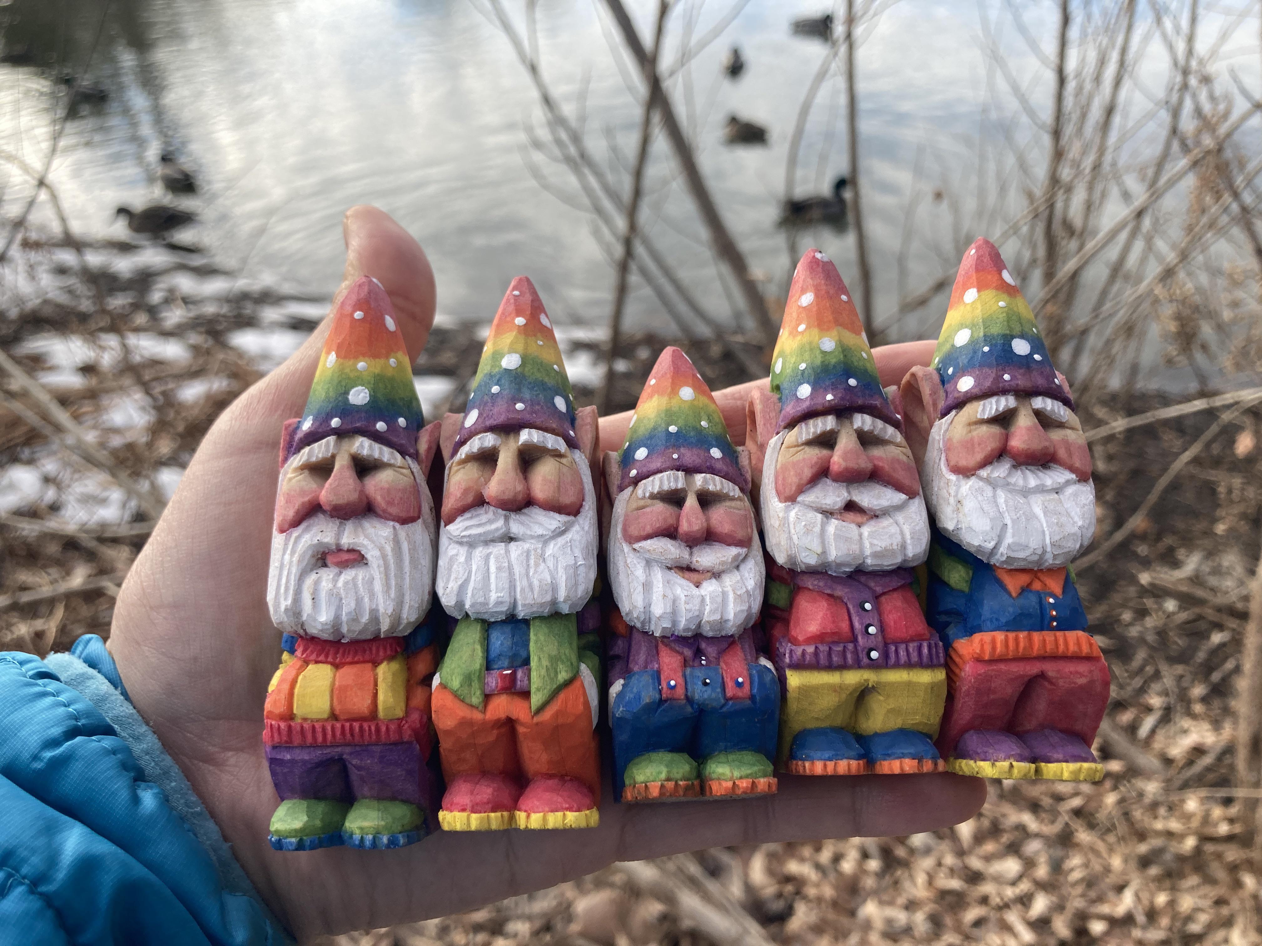Whittle rainbow gnomes handmade