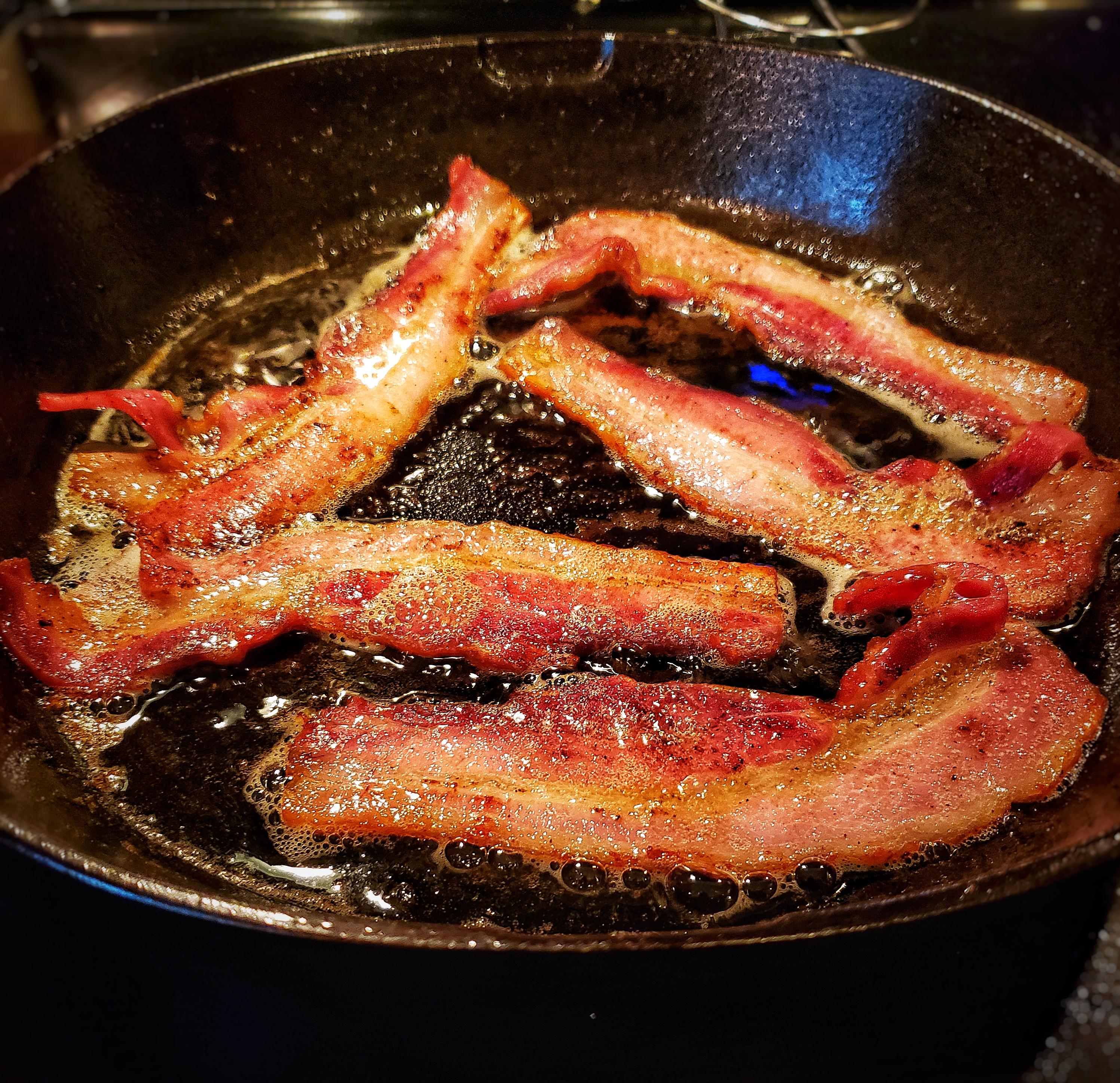 There's nothing better than thick cut local bacon fried up in cast iron