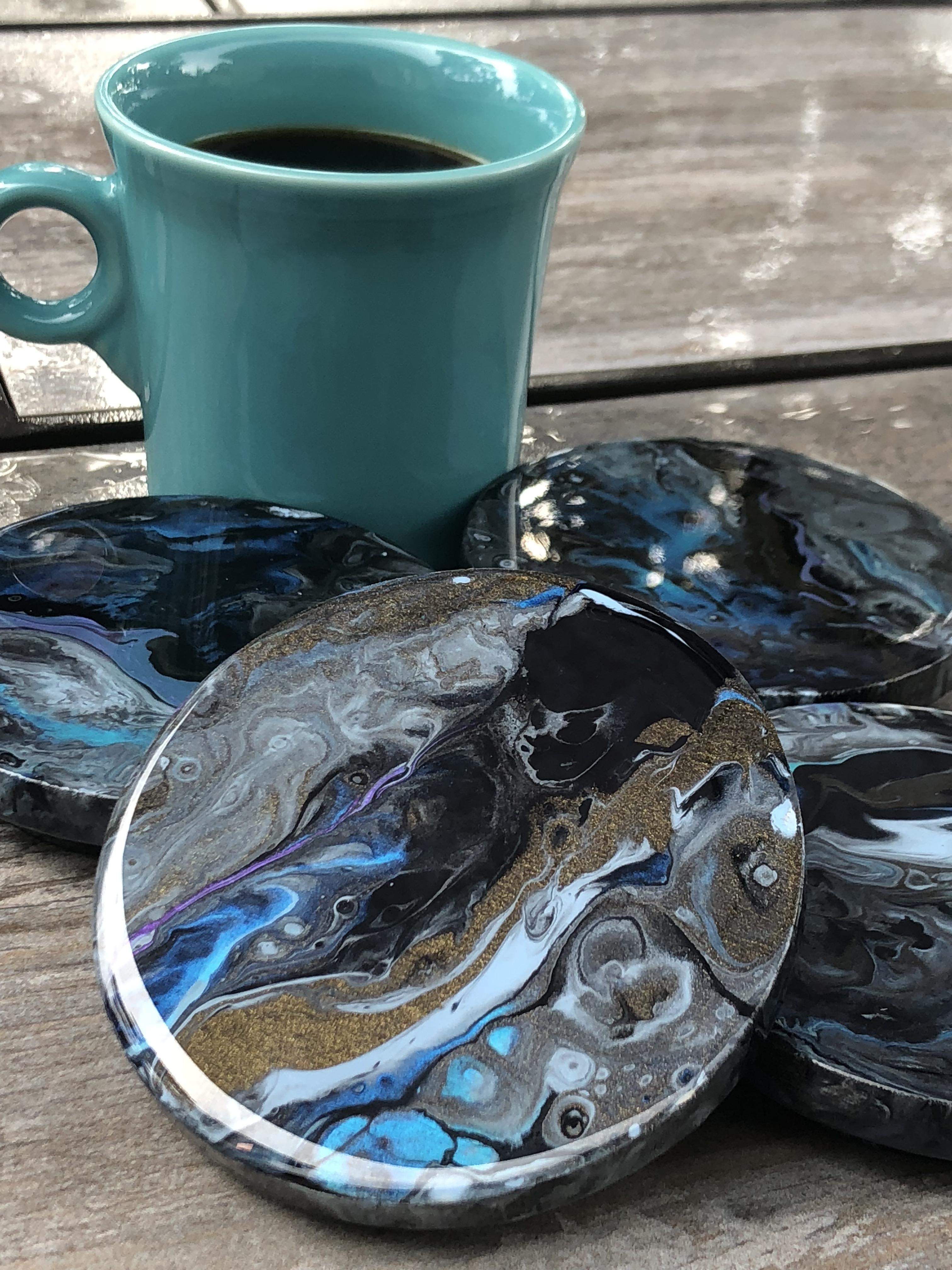 I made these coasters using pour paint r/crafts