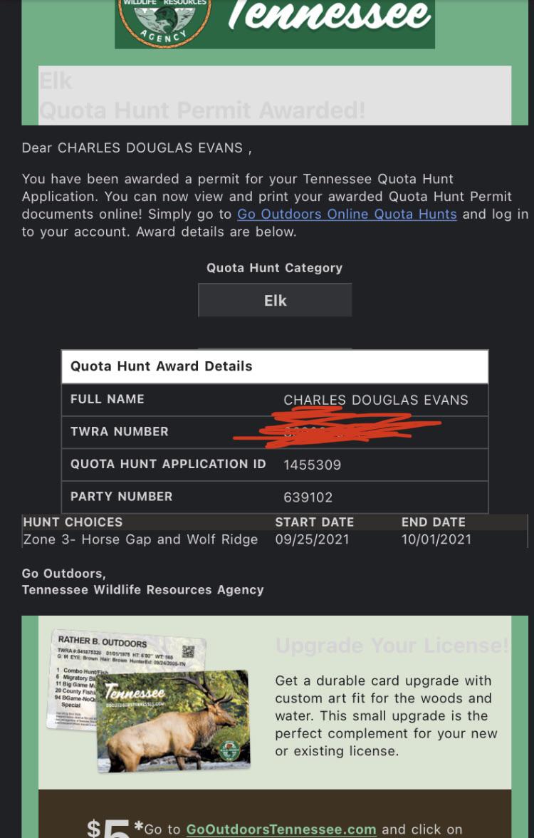 Tennessee elk tag. To be continued..... r/Hunting