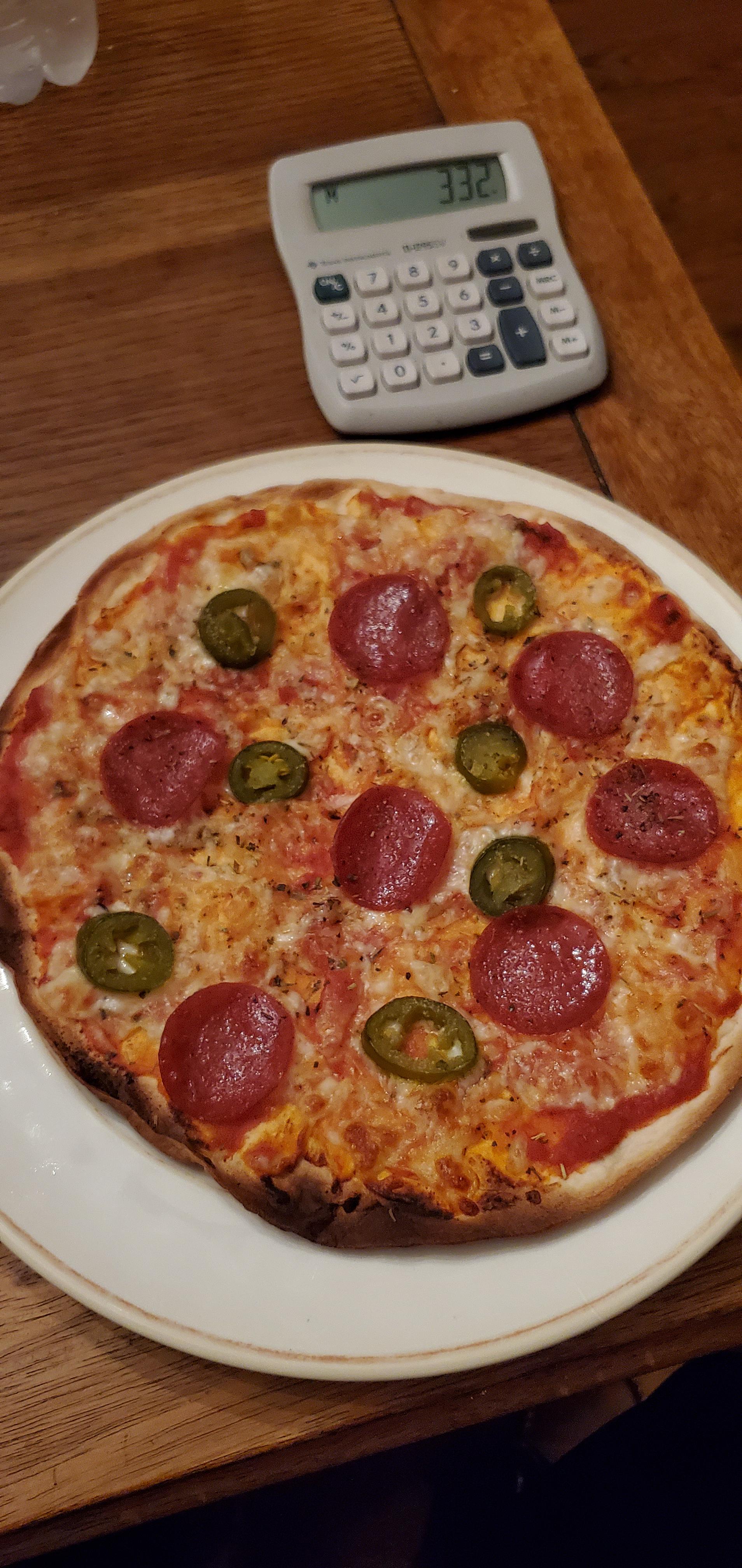 Late night snack, tortilla pizza with turkey pepperoni and low cal