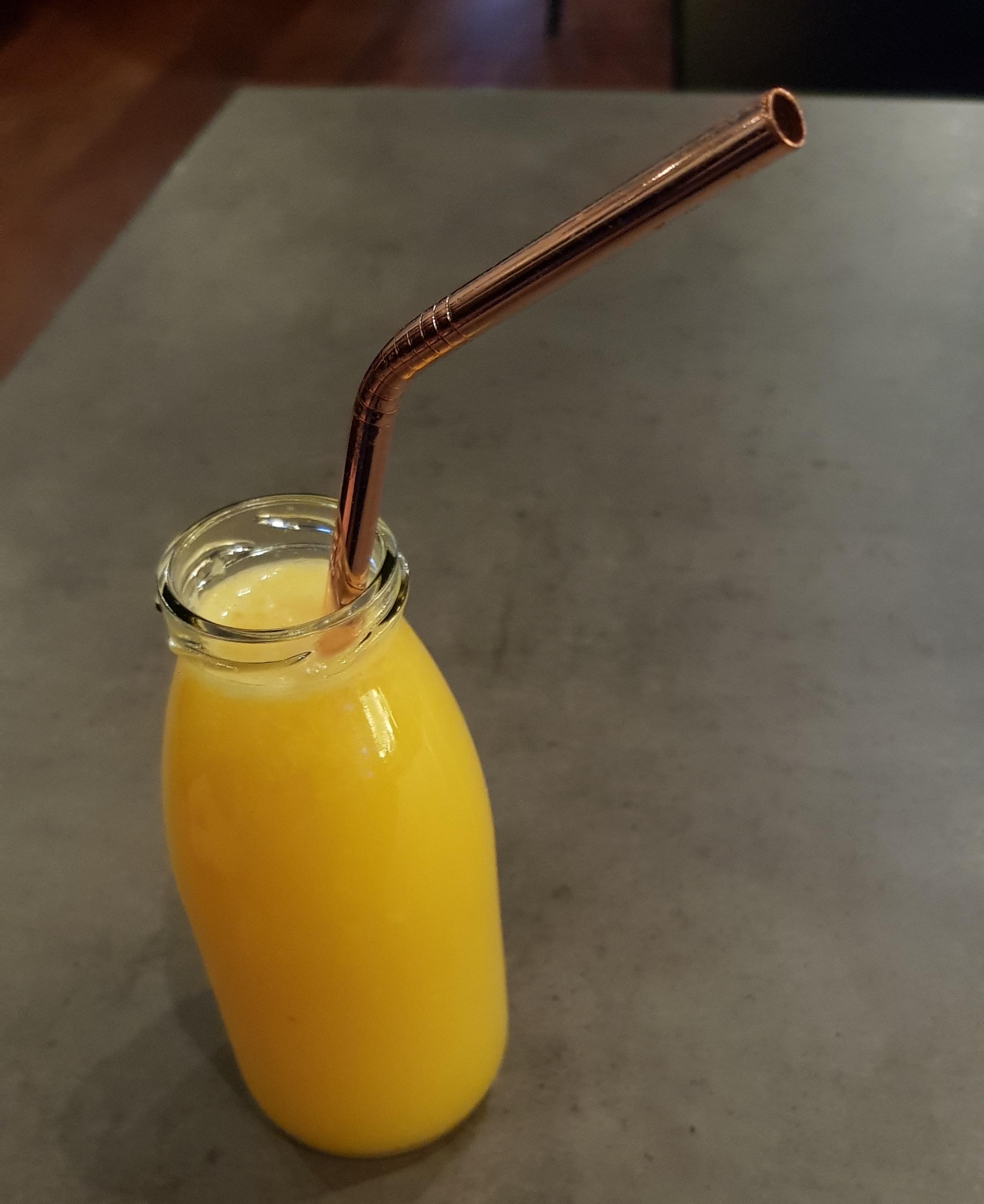 The straw for the orange juice in these cafeteria in Berlin is metal