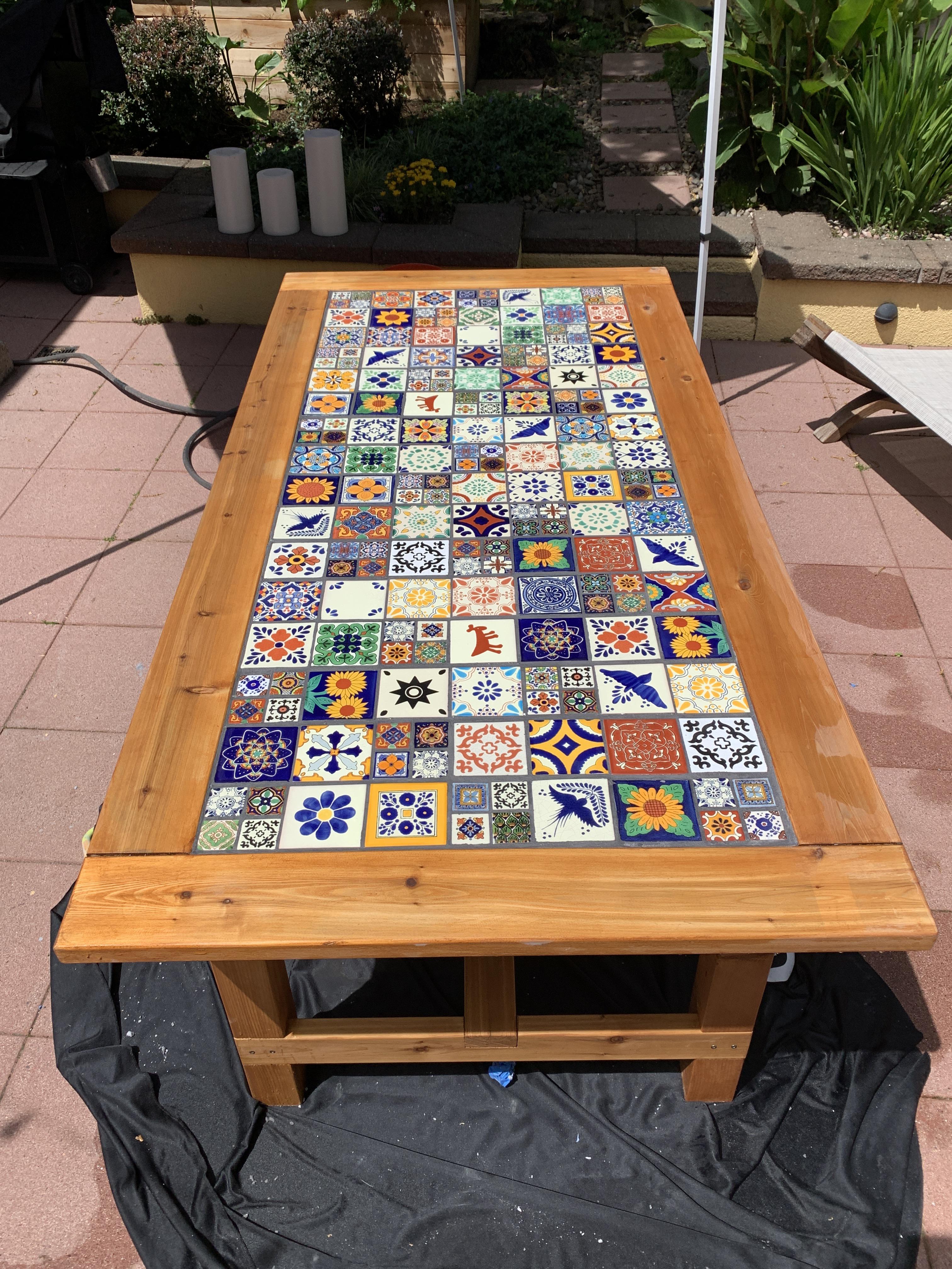 Finished the tile inlay. Pretty happy never did tile before. Grouting