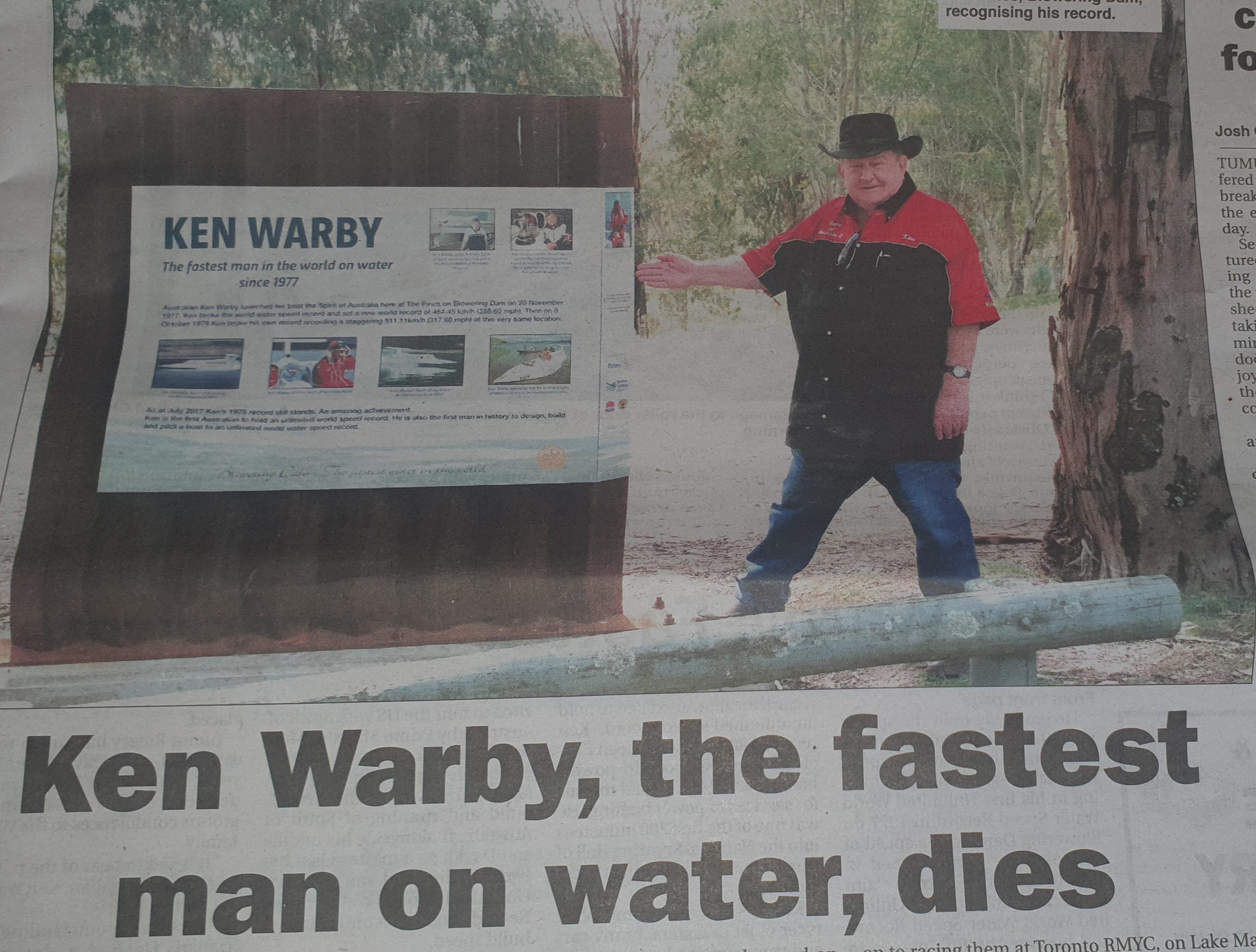 Ken Warby, Australia's water speed record holder, passed away aged 83