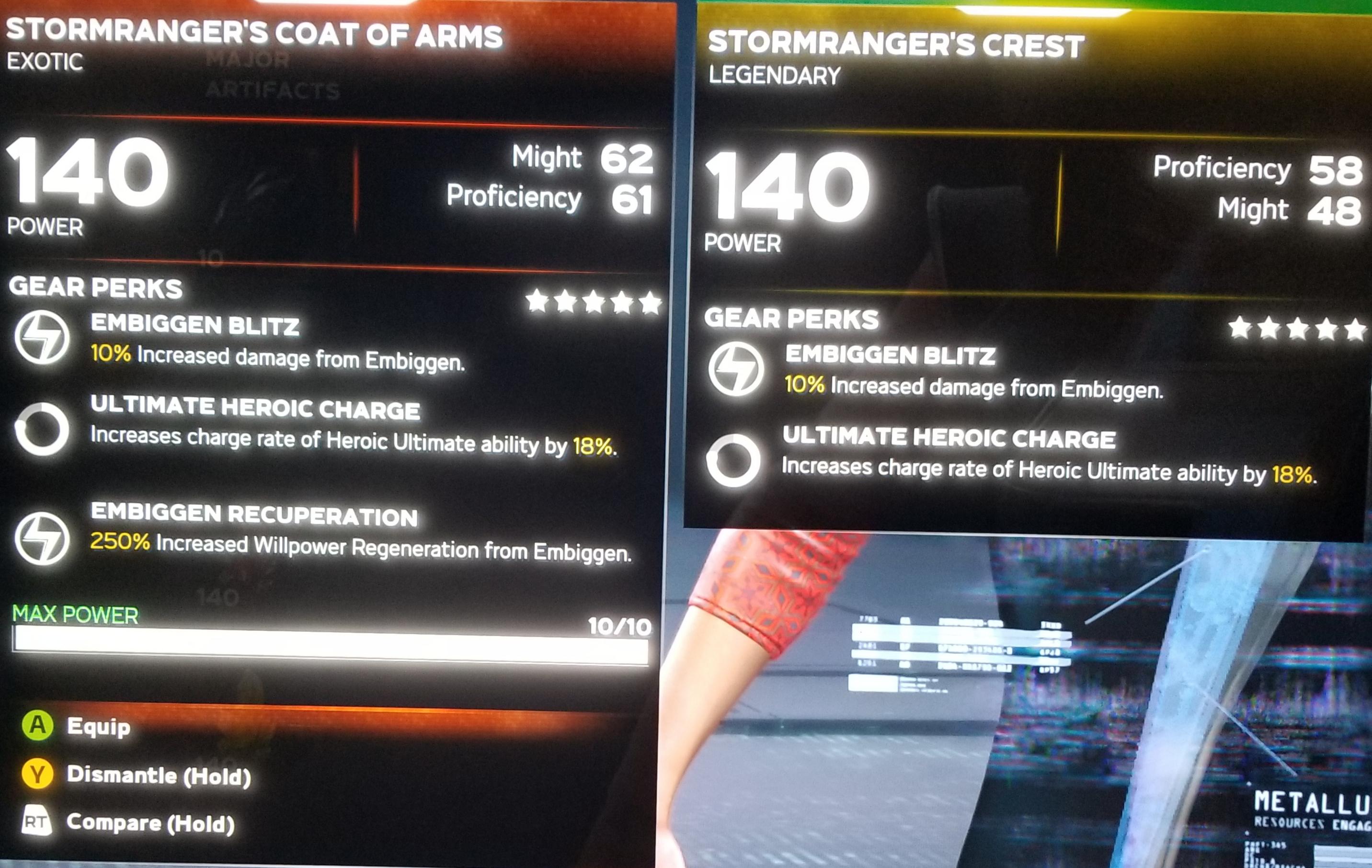 First piece of exotic gear, thanks to the update. They almost exactly