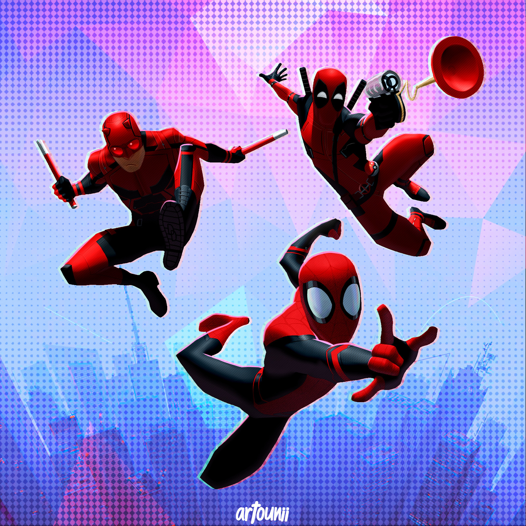 2 Red Team Into the SpiderVerse Style (Art by Anthony