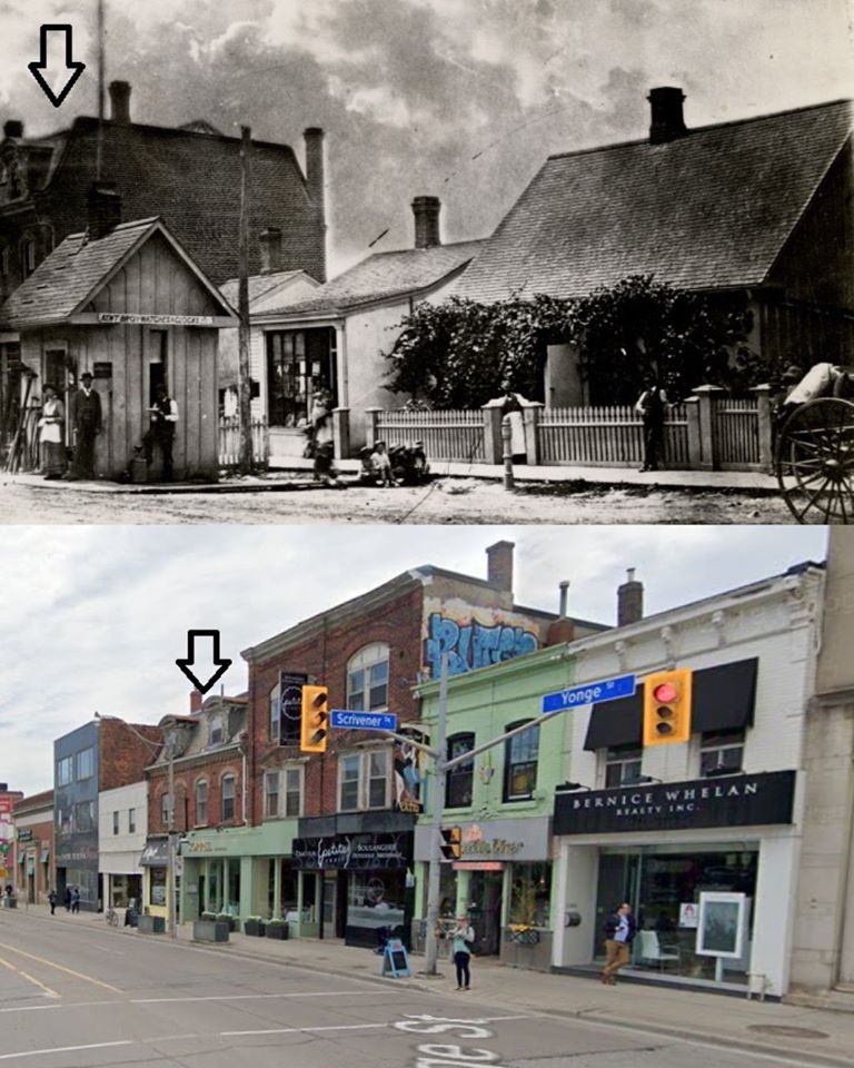 Yonge St, just north of Marlborough Ave at Summerhill in Toronto, 1870 when their was a toll