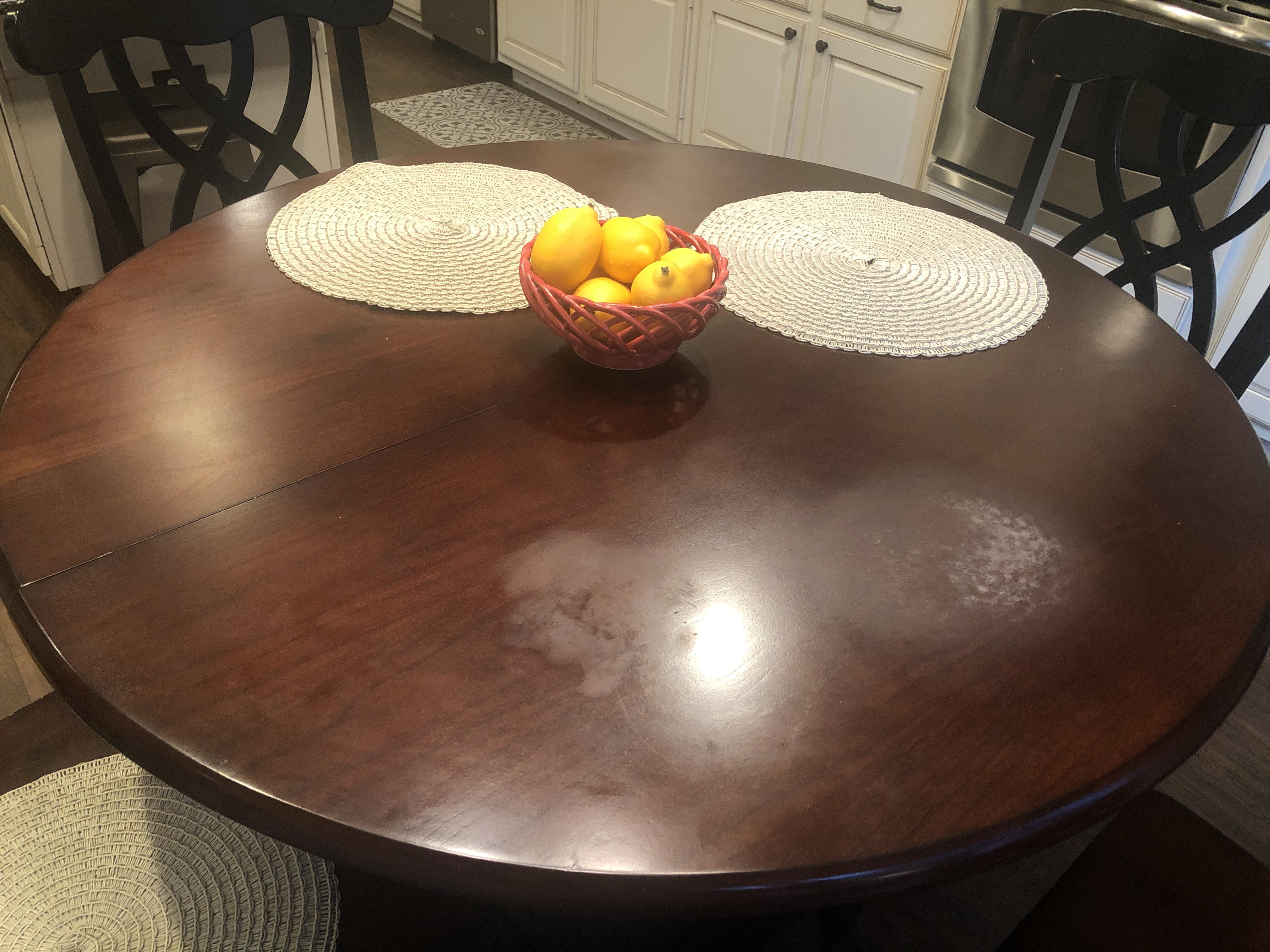 What happened to this wood table? These spots form usually when there’s a hot plate there. I