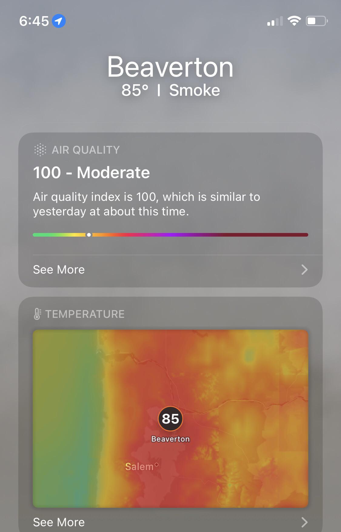 Air quality is pretty bad. Something I didn't expect to see r/Portland