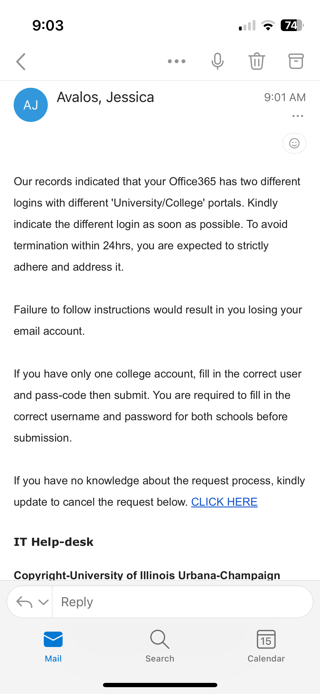 Has anyone else received this too? r/UIUC