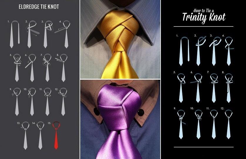 These are the eldredge and trinity knots, which are complex ways to tie