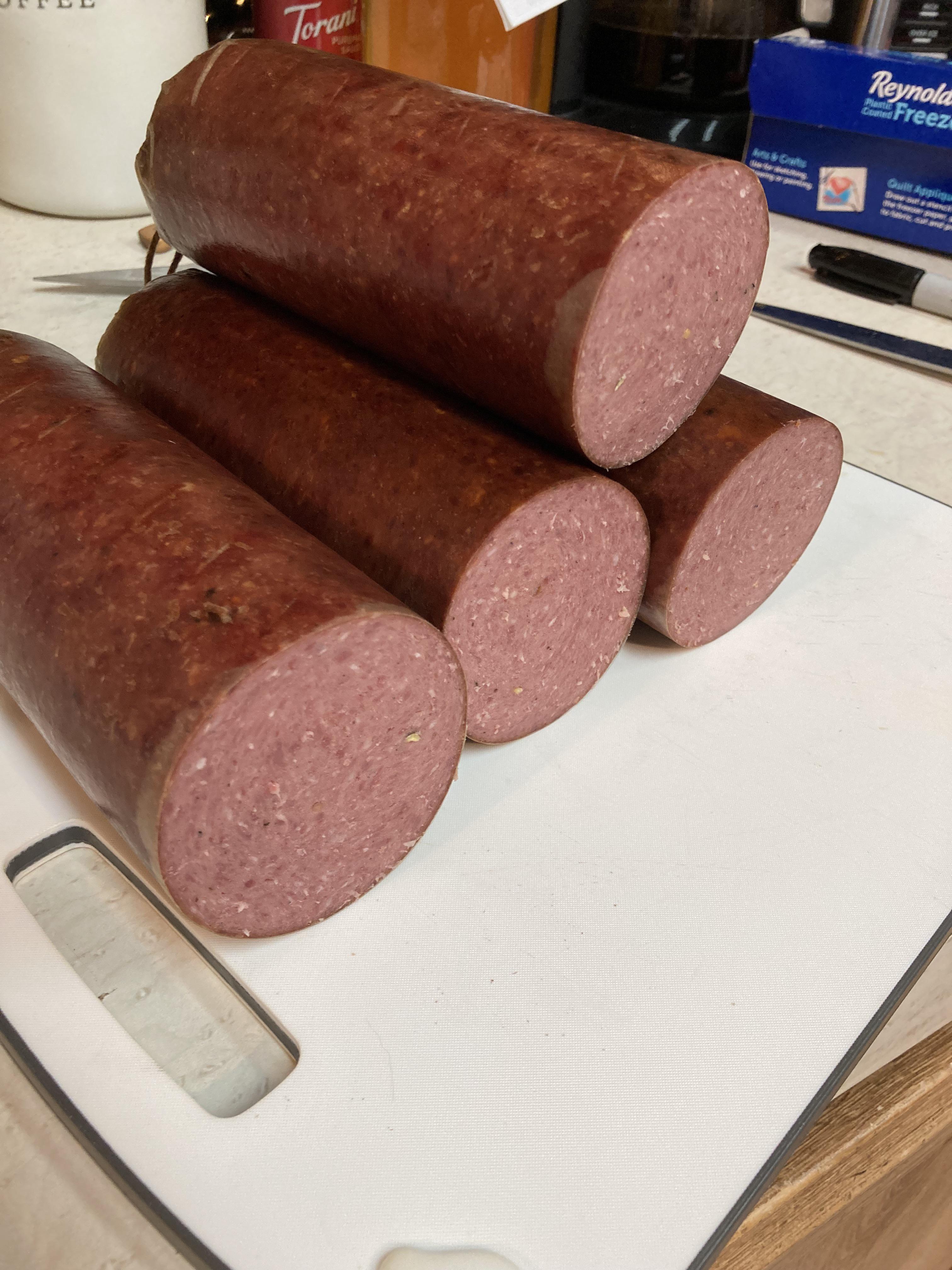 Fist batch of venison summer sausages are off the smoker. r/Hunting
