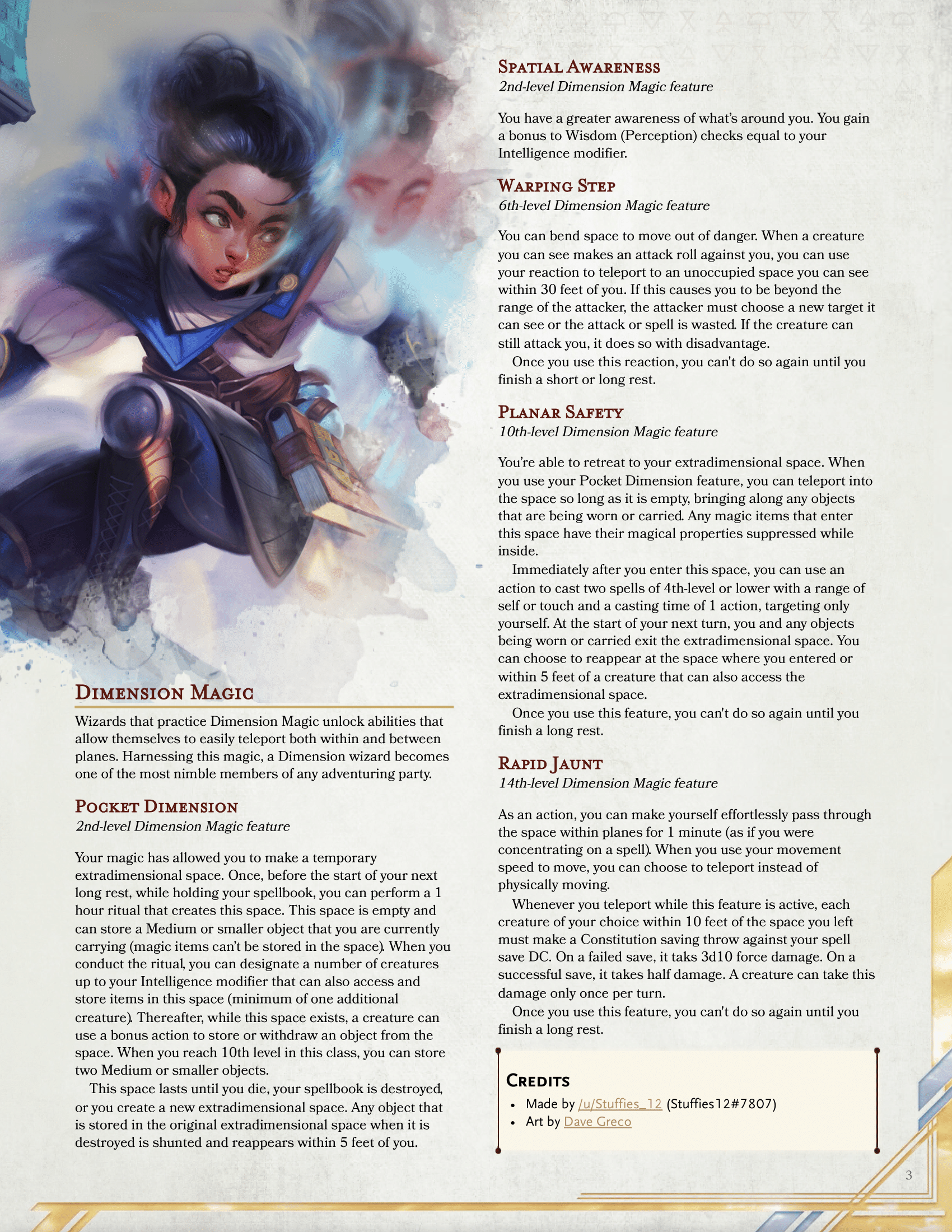 Dimension Magic Gain your very own pocket dimension and teleport