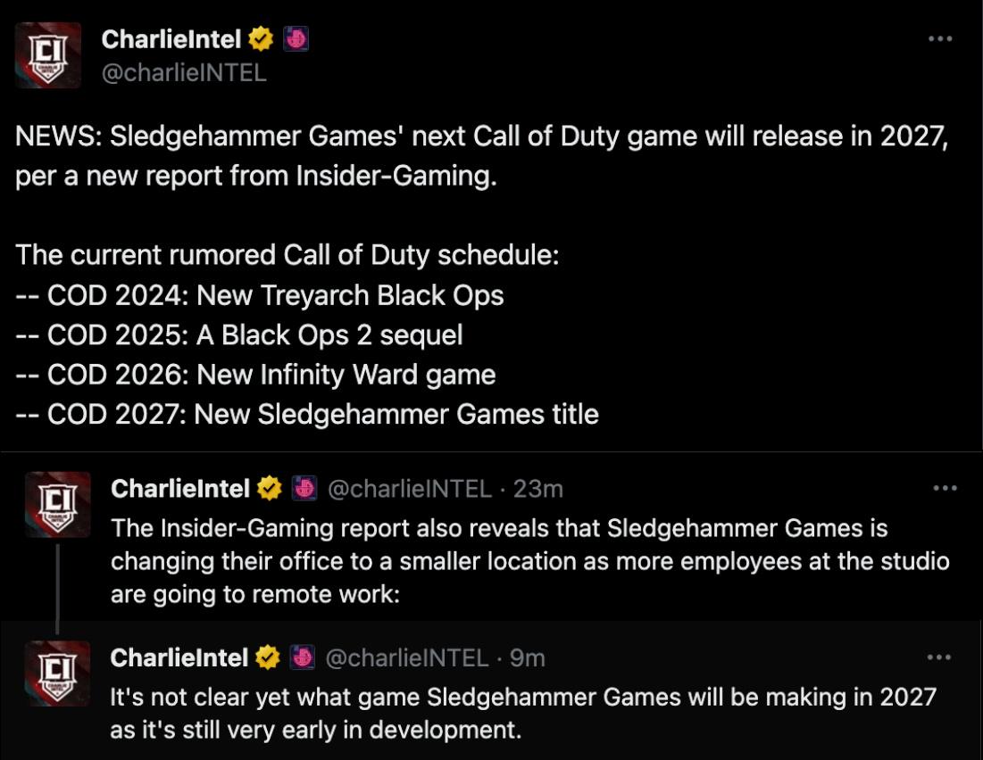 NEWS Sledgehammer Games' next Call of Duty game will release in 2027