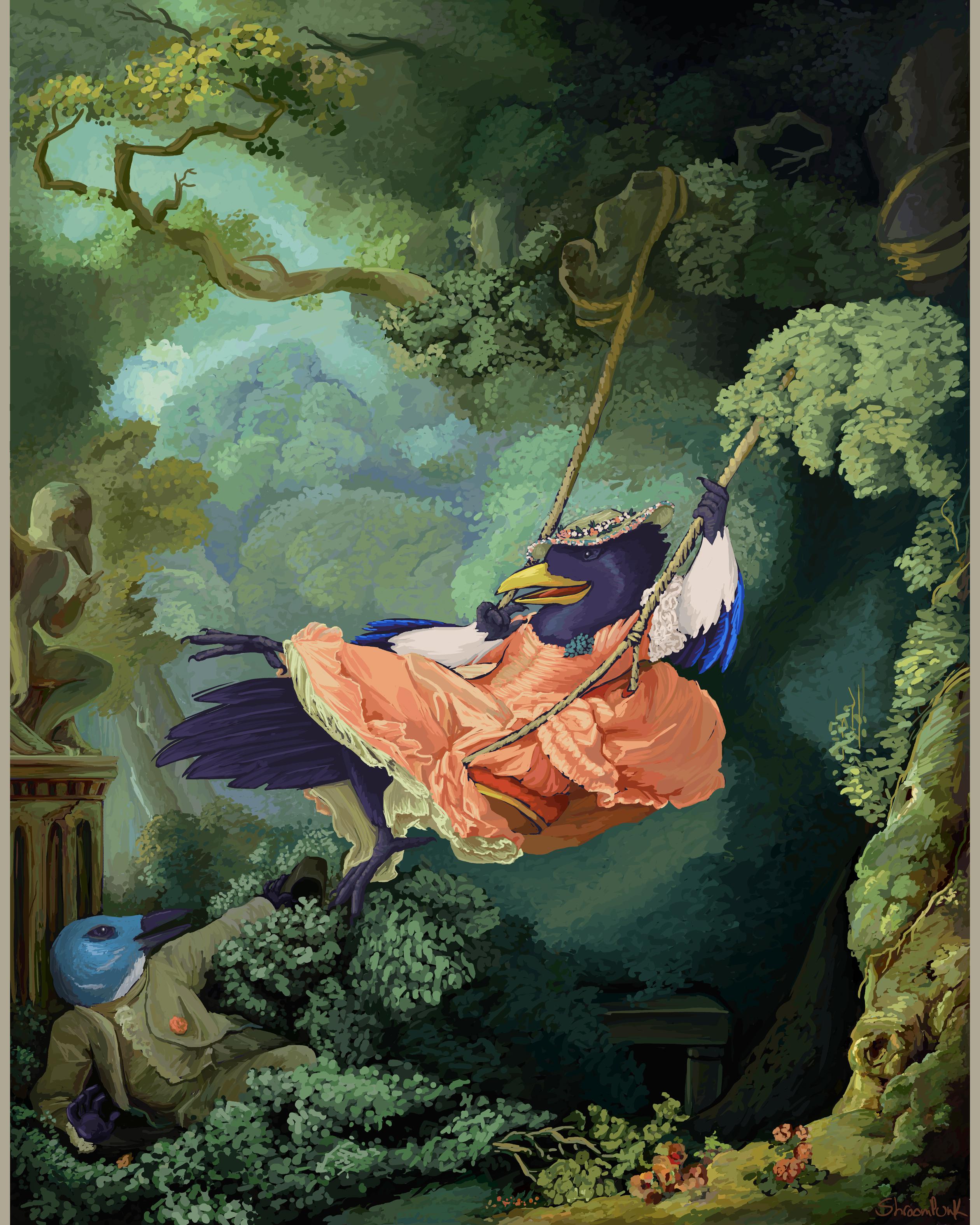 The Swing (my art, after Fragonard's painting by the same name) r/furry