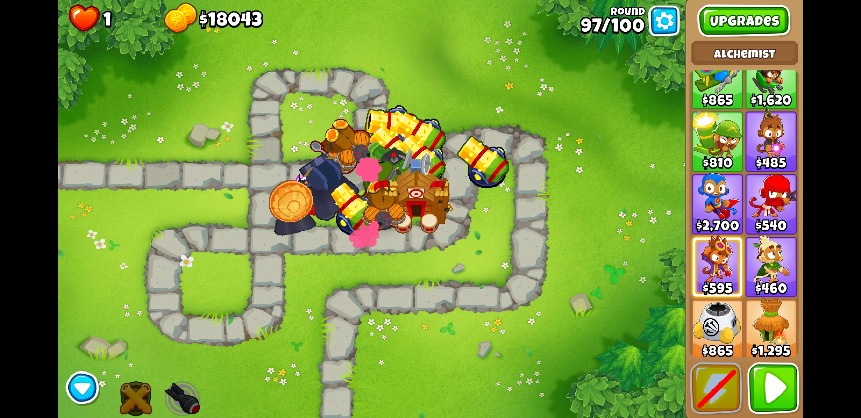 How can I beat round 98100 on BTD6 CHIMPS mode with this setup and