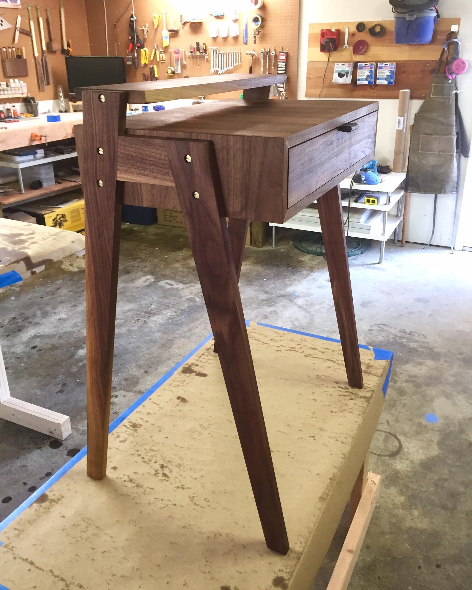 Walnut vanity for my wife. Danish oil and wax finish. r/woodworking