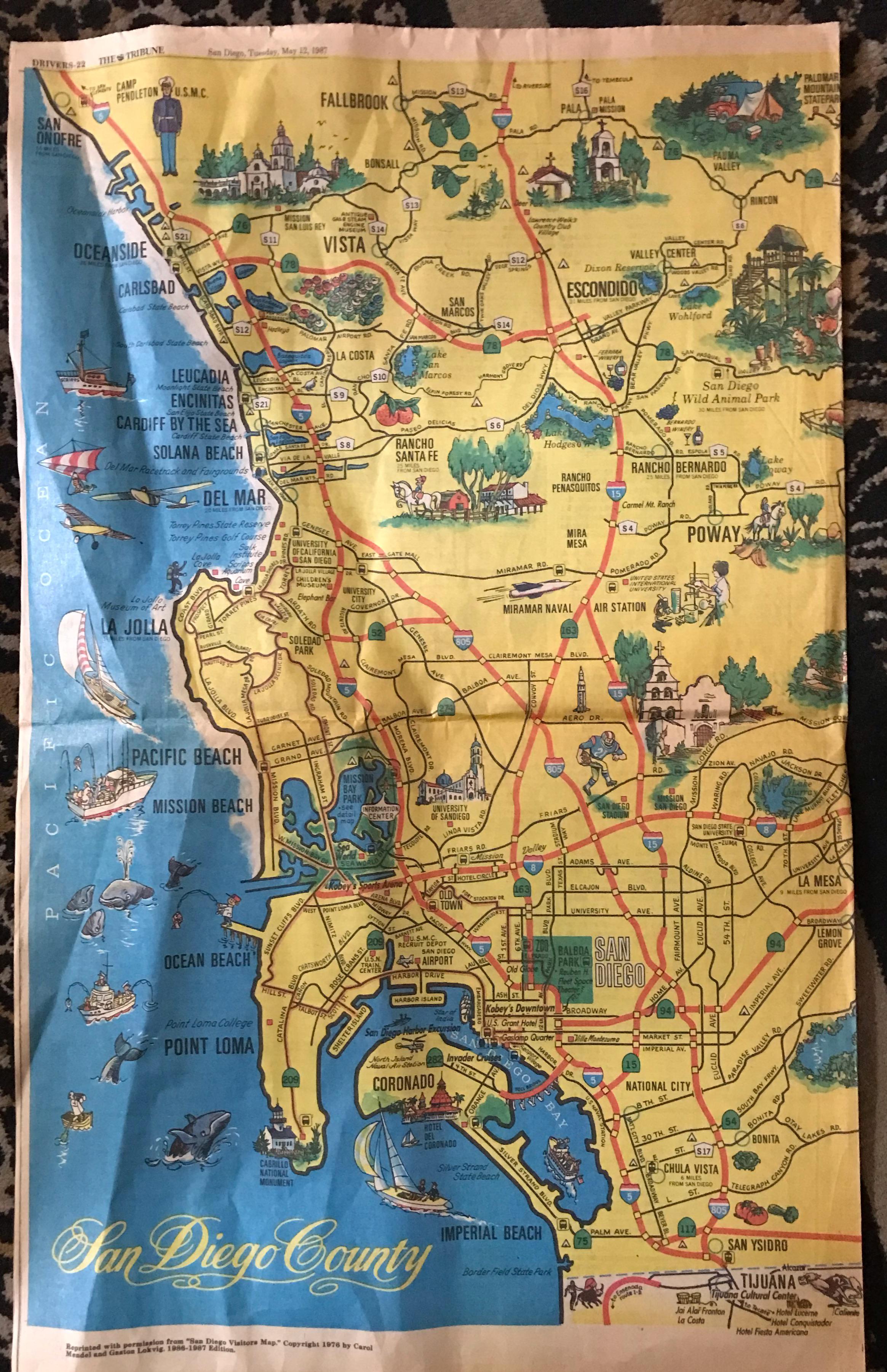 San Diego County map from 1987 52 doesn’t even go all the way through